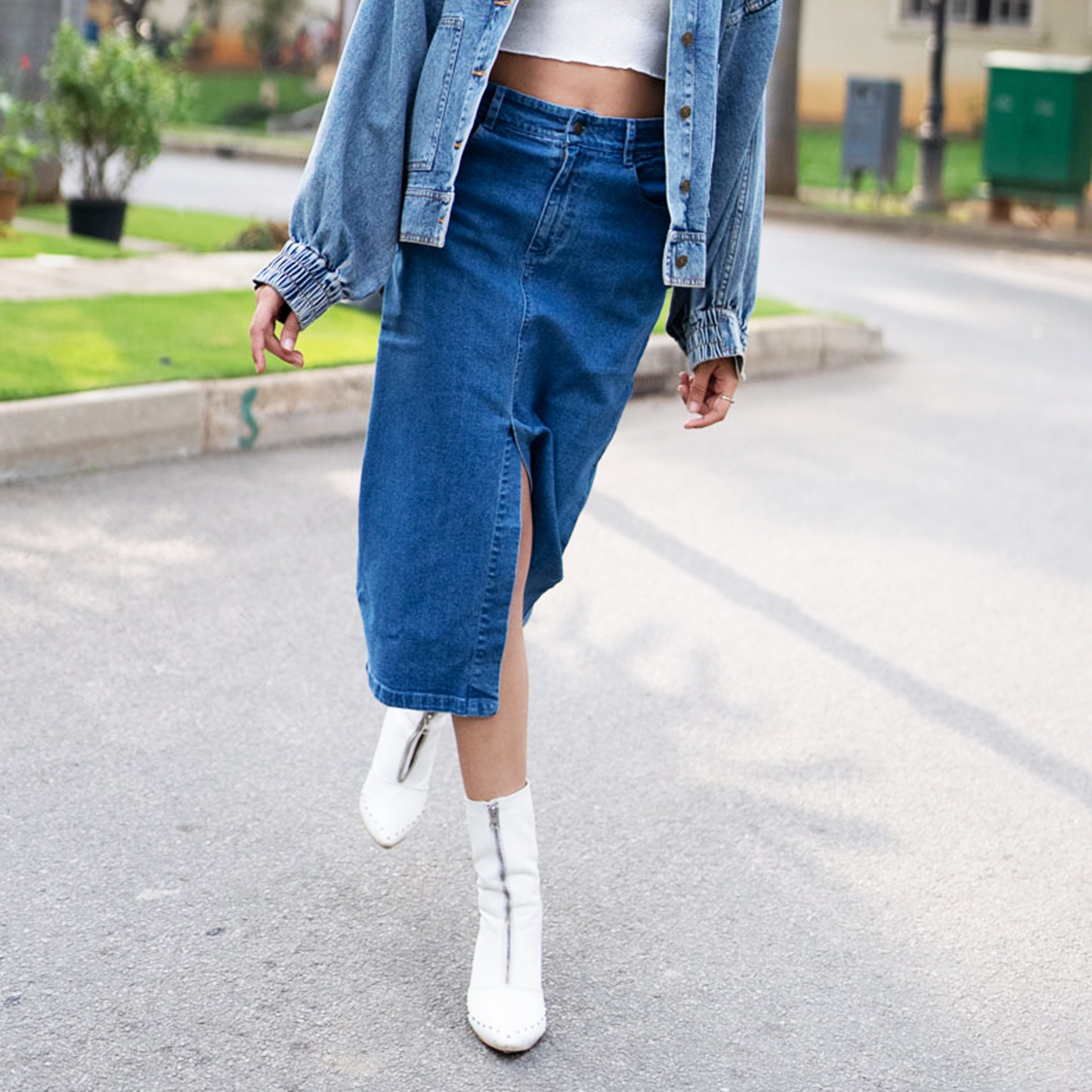IZF Mid-Blue Denim Midi Skirt - view 4