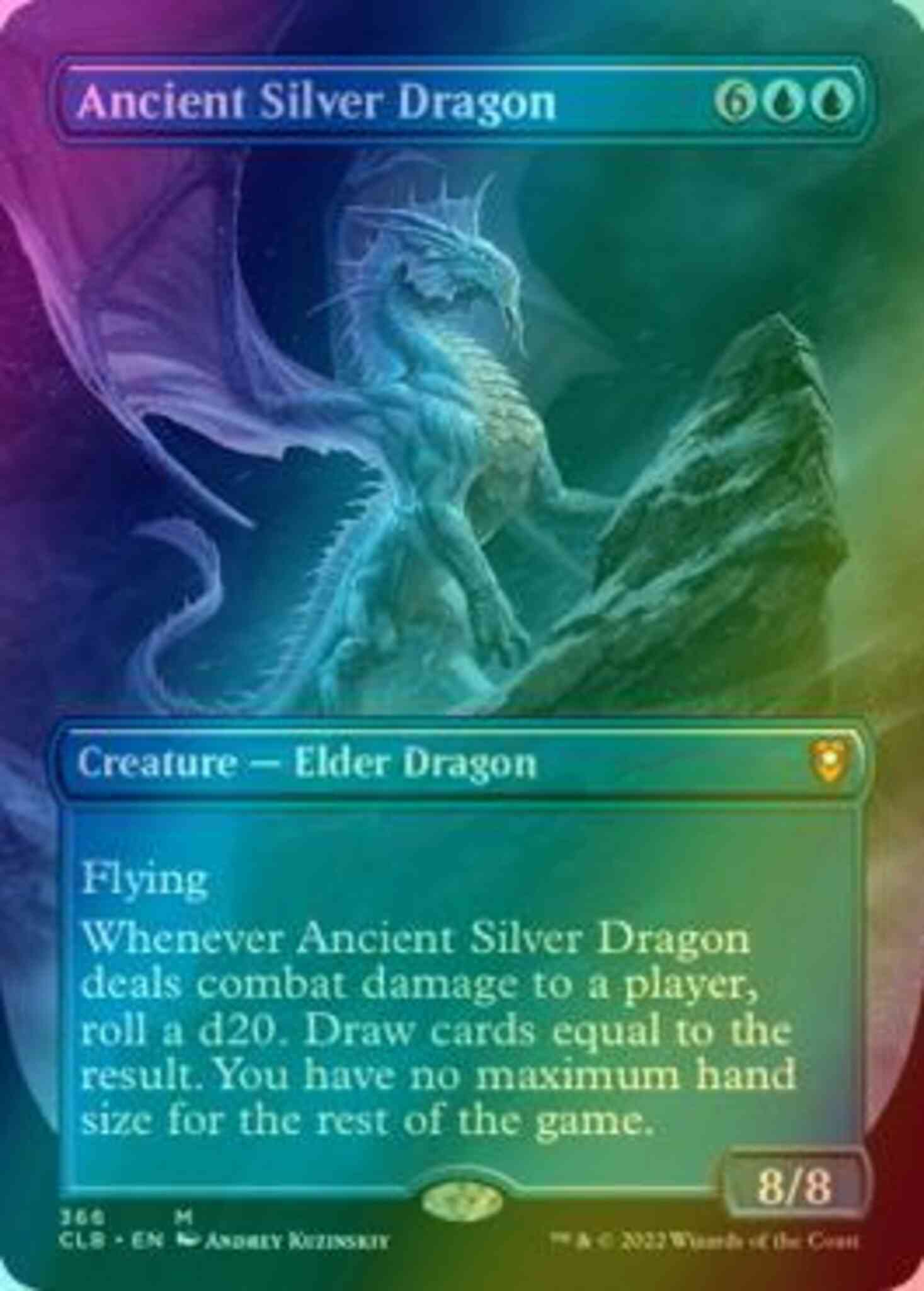 Magic Ancient Silver Dragon [366] [Borderless] [Commander Legends: Battle for Baldur's Gate] [Foil]