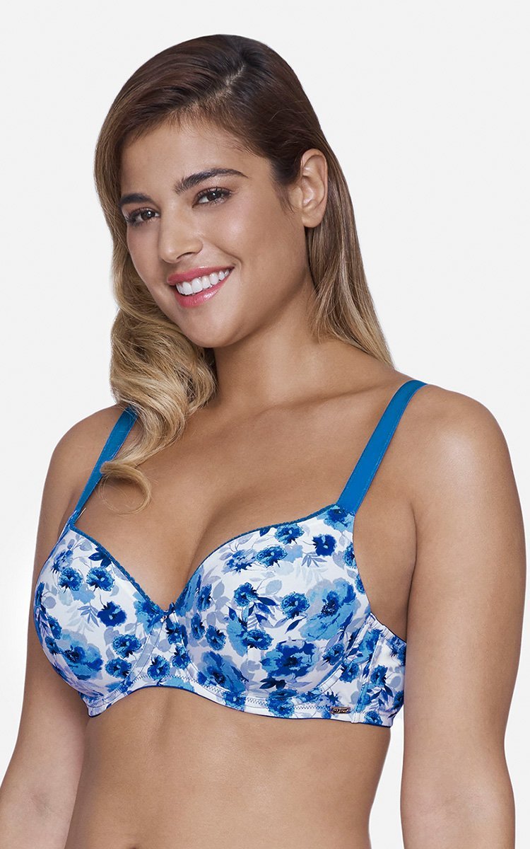 Ultimo Summer Bloom Printed Padded Wired T-Shirt Bra - Imperial Blue Print - view 2