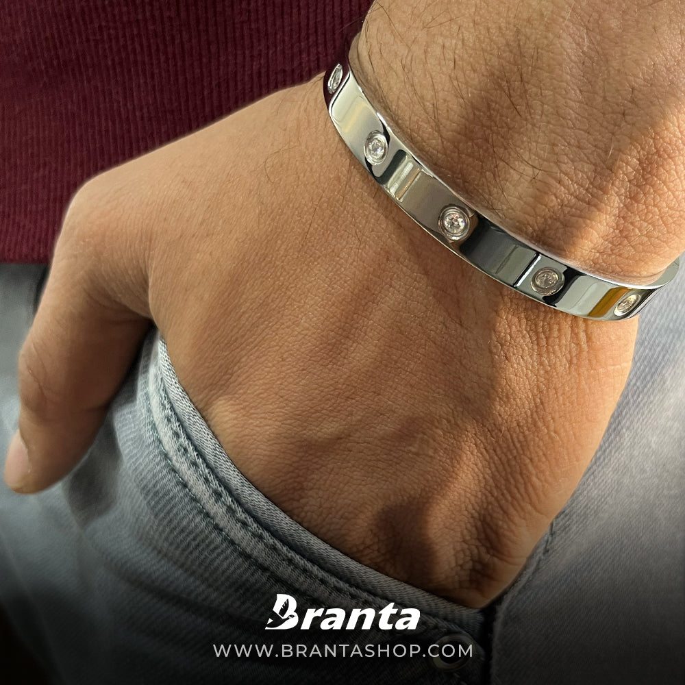 Branta Classic Love Diamond Silver Bracelet For Men - view 2