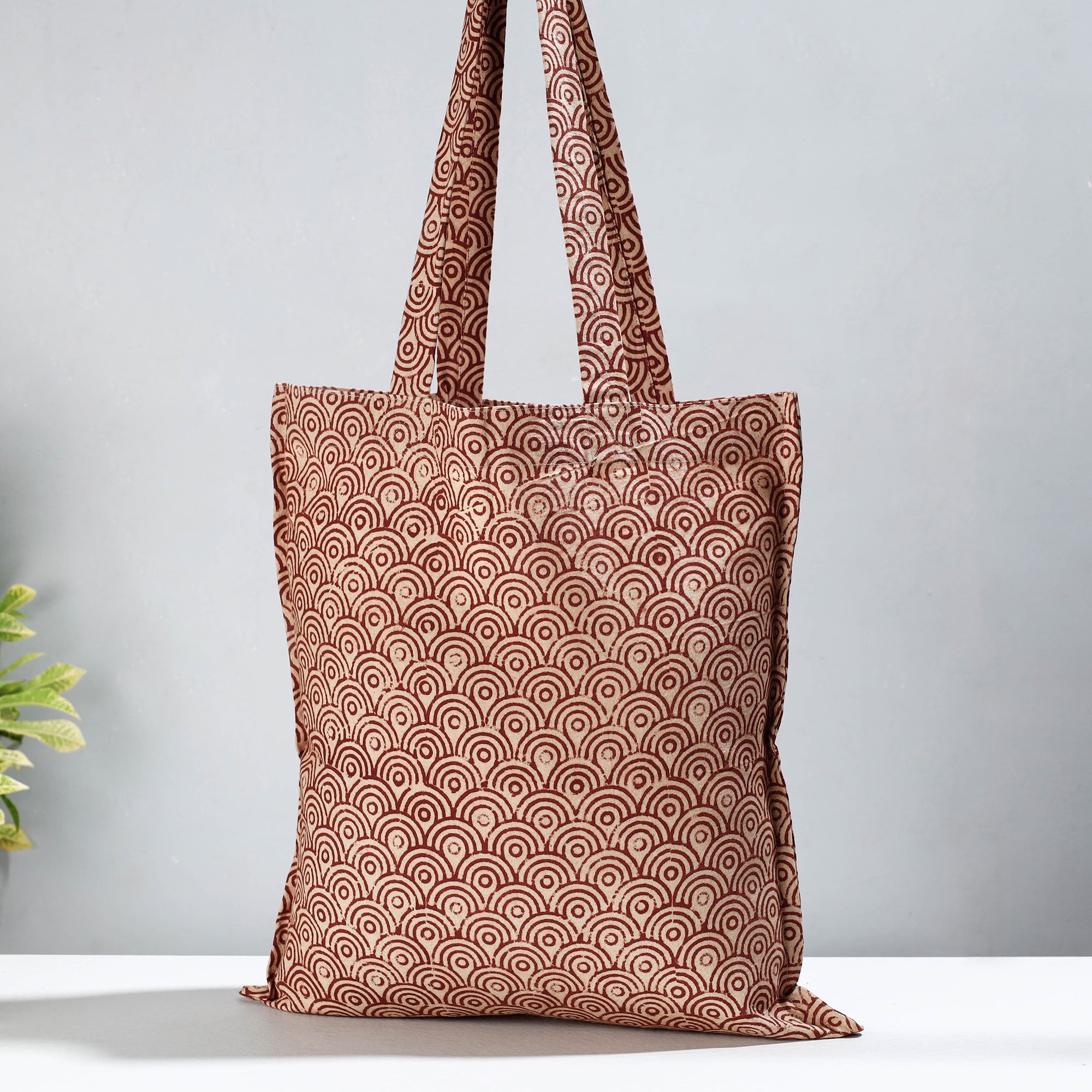 PITCHUKA SRINIVAS KALAMKARI PEDANA Brown - Pedana Kalamkari Block Printed Cotton Shopping Bag