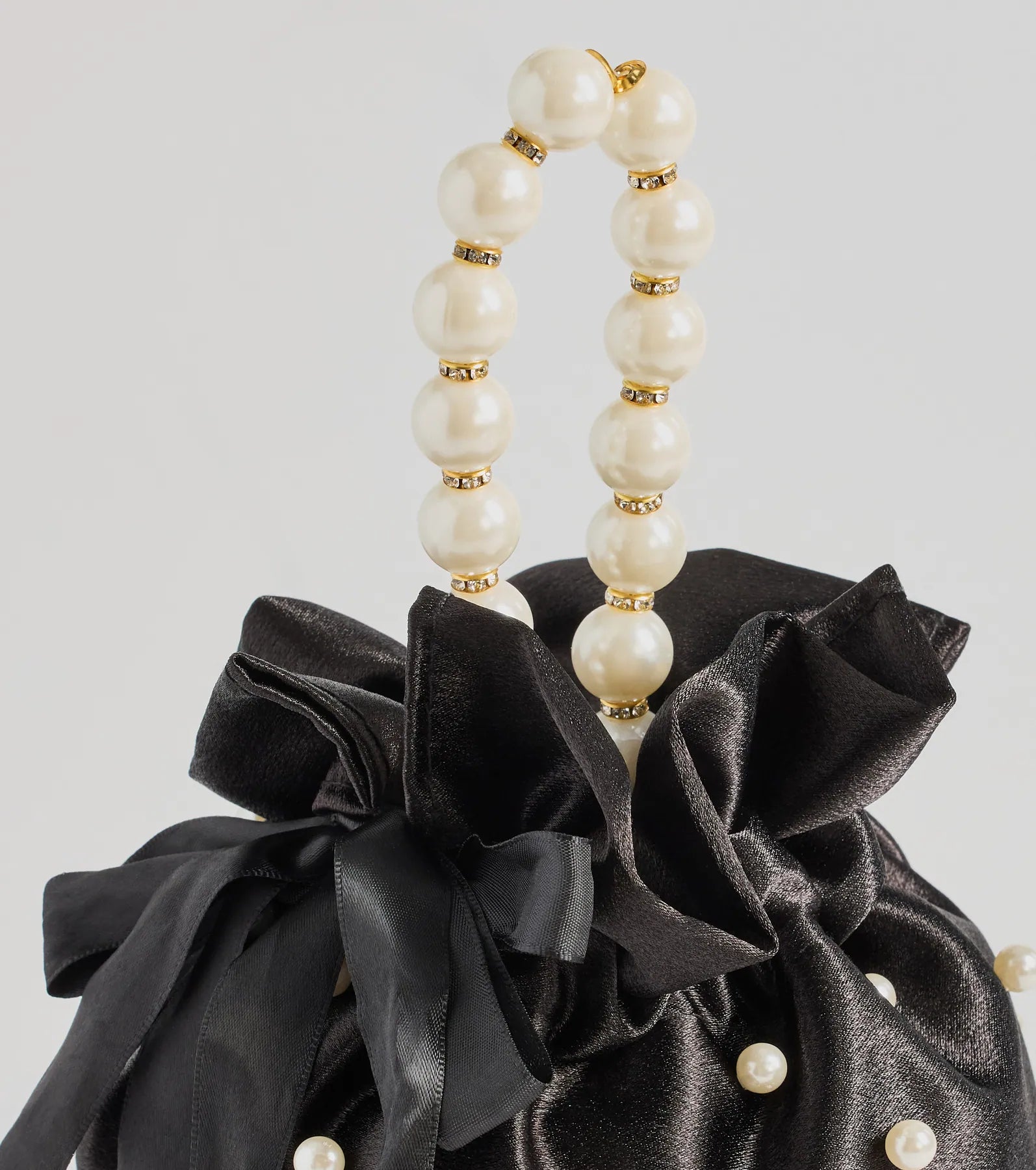 Windsor Lady Luxe Faux Pearl Pouch Handbag – BLACK - view 2