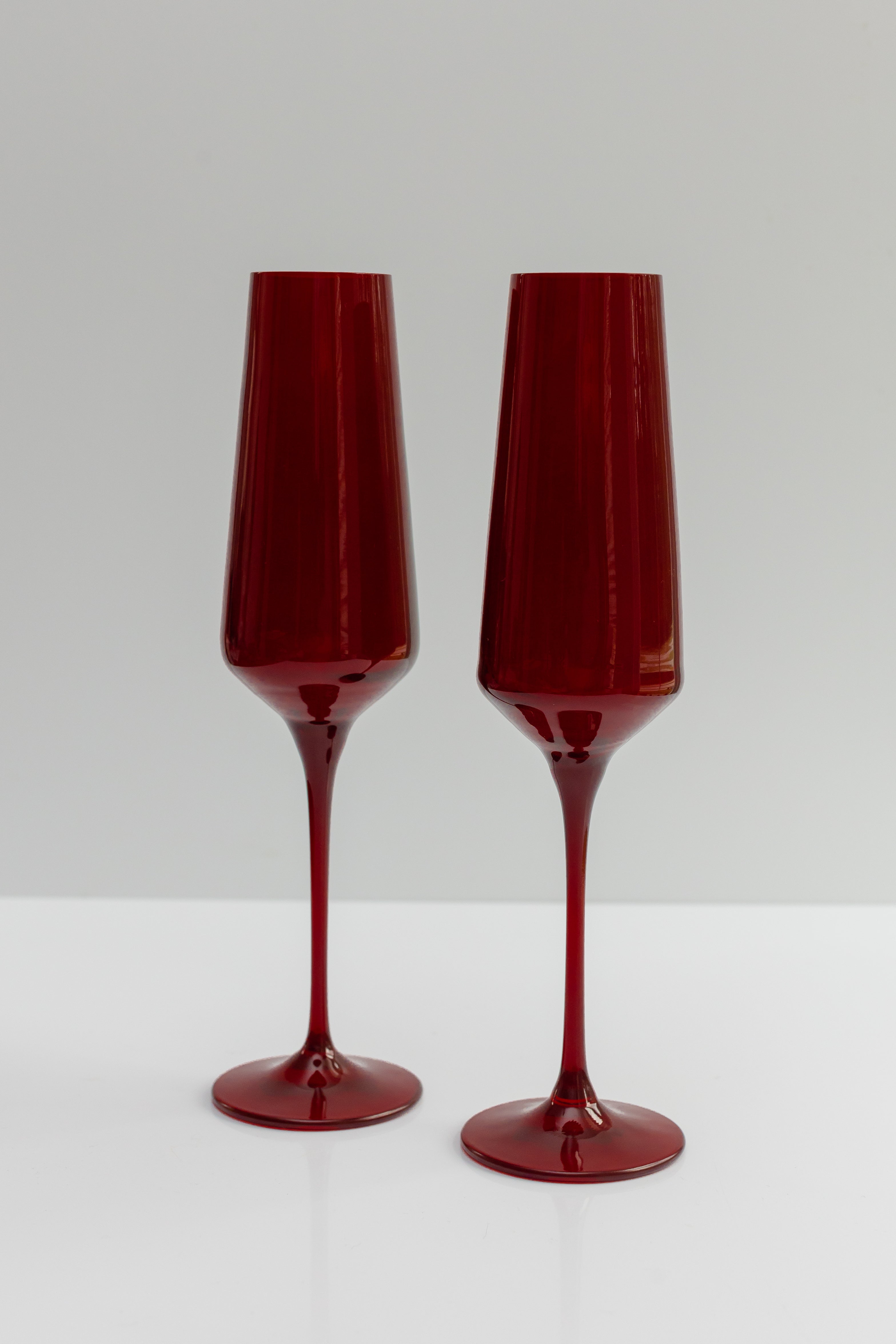 Estelle Colored Glass Estelle Colored Champagne Flute - Set of 2 {Red}