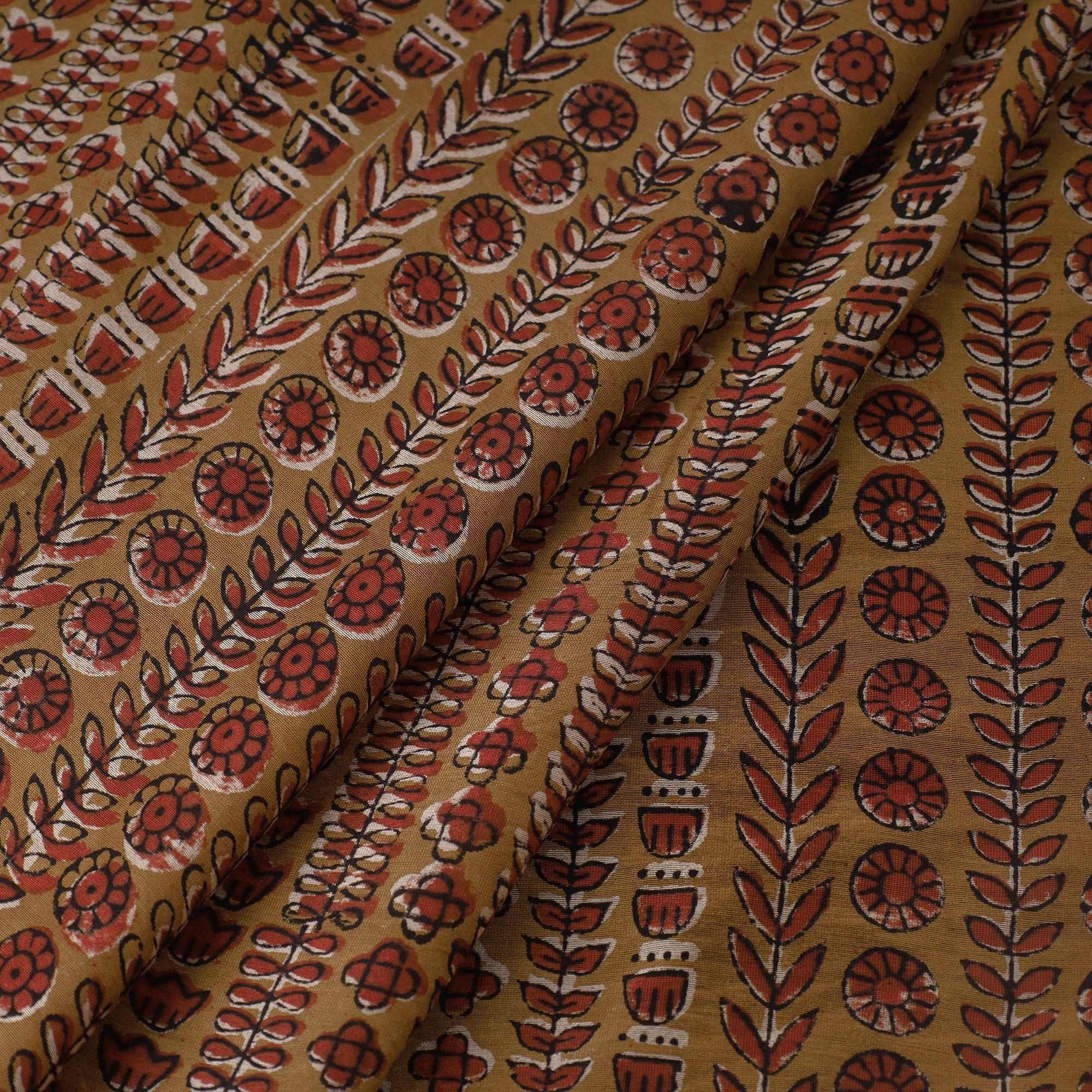 BAGRU DABU PRINTS Brown - Ajrakh Dabu Bagru Block Print Chanderi Silk Fabric 17 - view 2