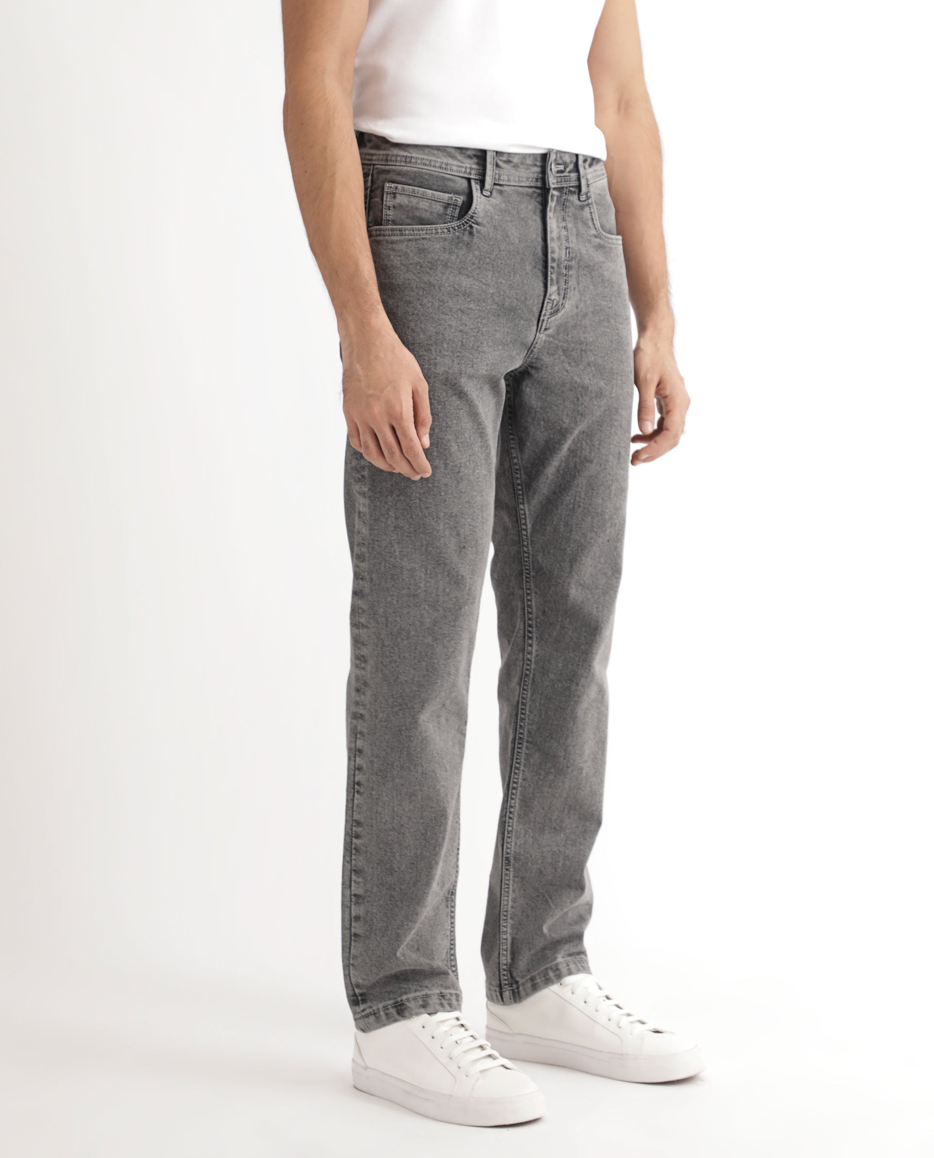 Rare Rabbit Men's Klune Light Grey Mid Wash Mid-Rise Regular Fit Jeans - view 8