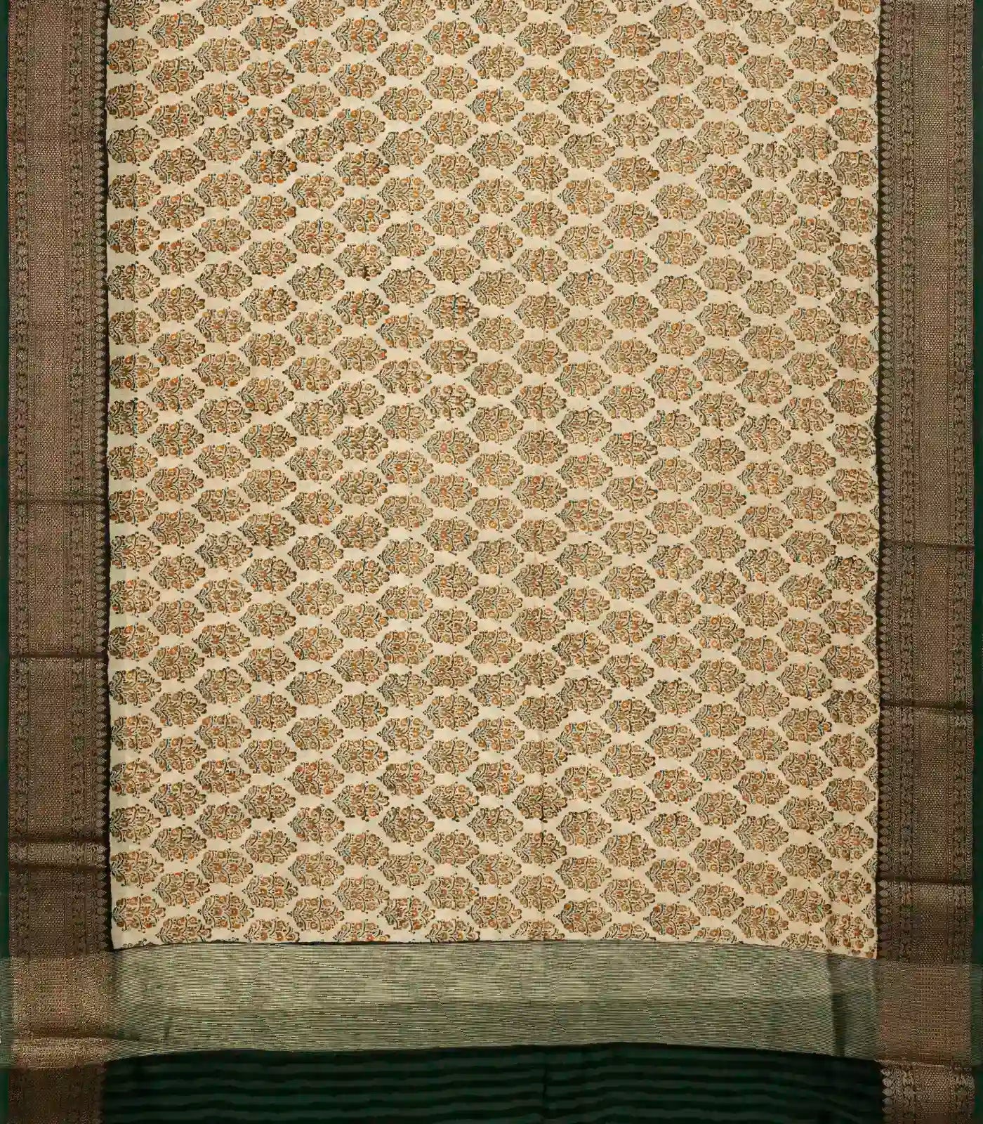 RmKV Taupe Woven Chanderi Printed Cotton Saree With Contrast Border - view 2