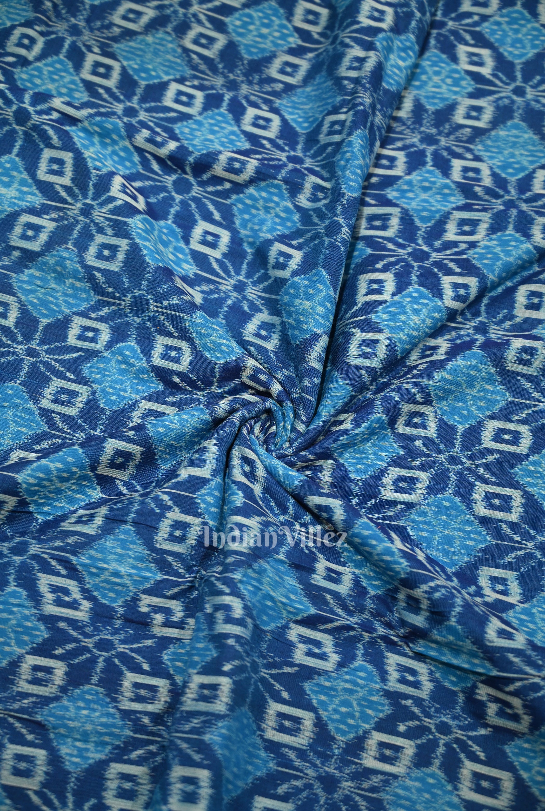 IndianVillèz Blue Pasapali Sambalpuri Odisha Ikat Cotton Fabric