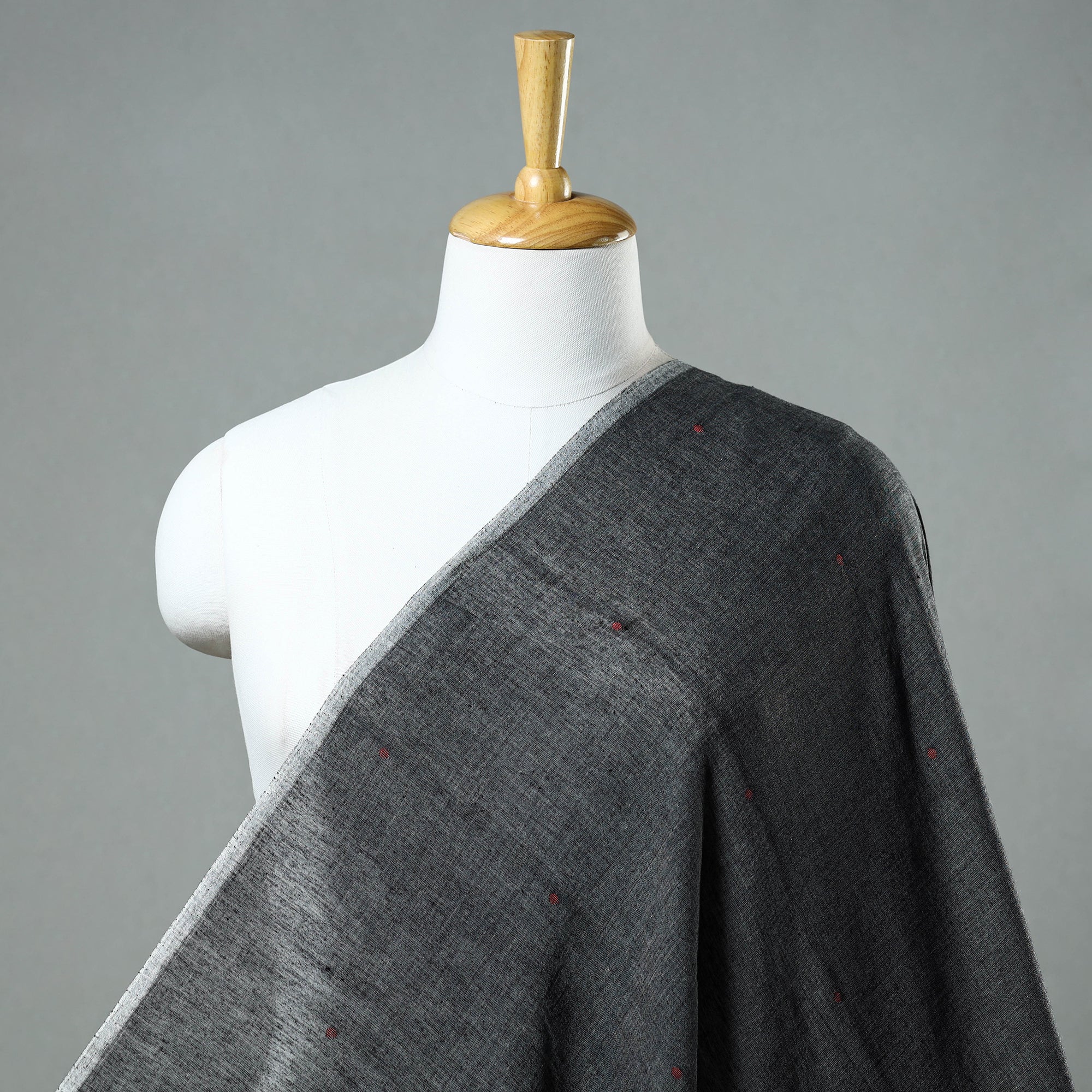 SASHA Black - Phulia Jamdani Handloom Cotton Fabric 01