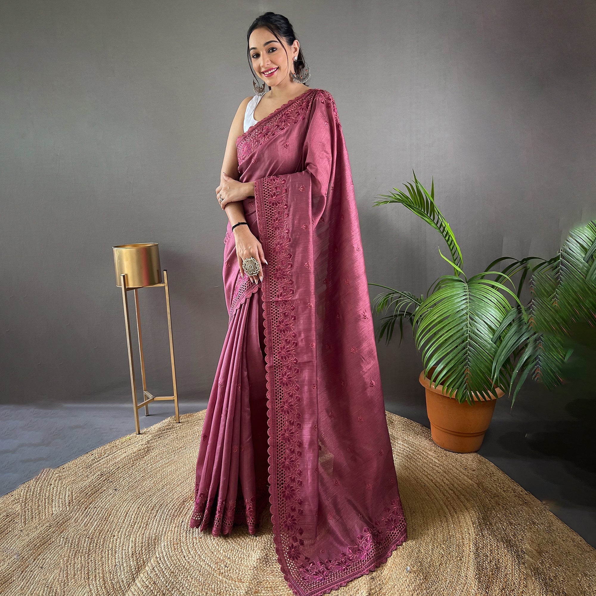 TASARIKA COUTURE Amaira Lavender Matka Silk Handwork Saree