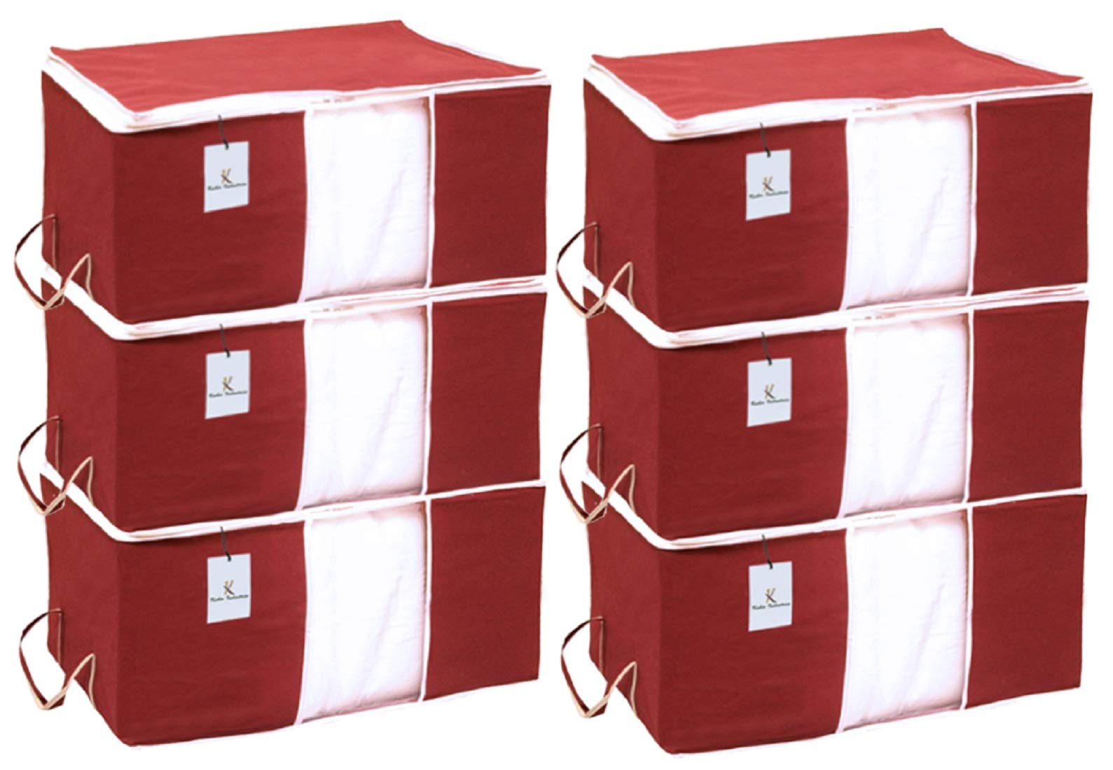 Storage bag storage – Kuber Industries Underbed Storage Bag, Storage Organiser, Blanket Cover Set of 6 - Maroon, Extra Large Size-CTKTC14144