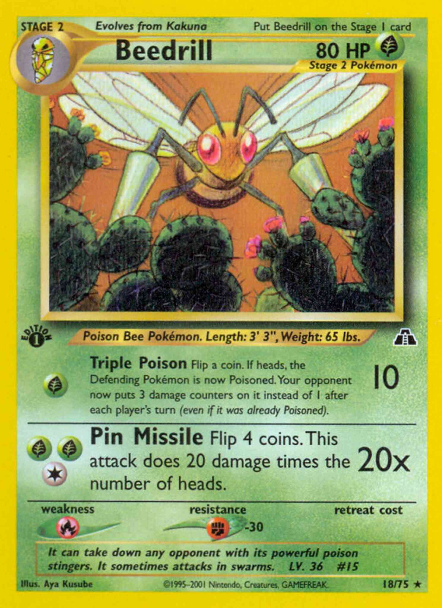 1st edition neo2-18 – Pokémon Beedrill - 18/75 - Rare - 1st Edition [neo2-18] [Non-Holo]