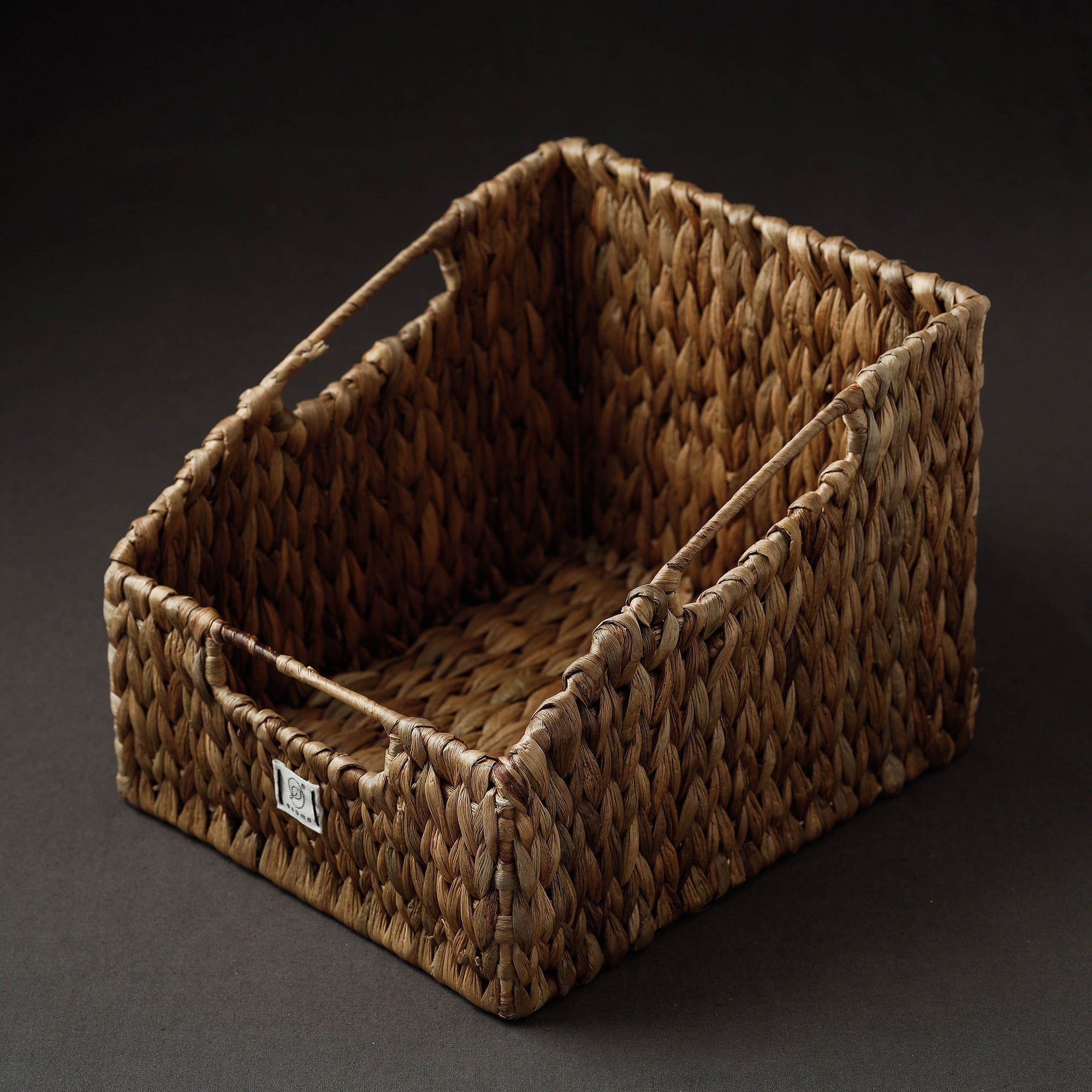 ASAMA Brown - Handcrafted Organic Water Hyacinth Pantry Basket (10.5 x 8 in)