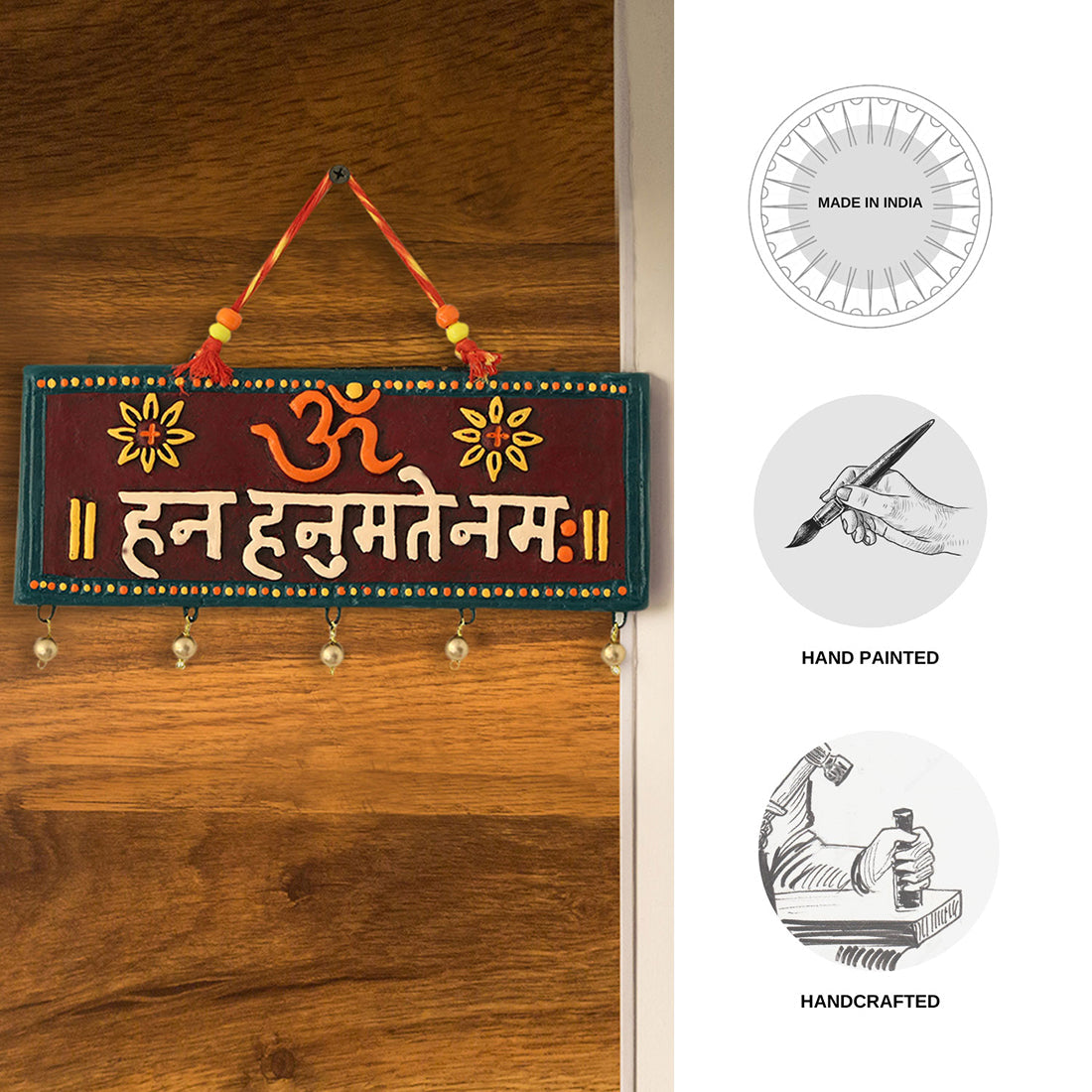 EXCLUSIVELANE 'Hanuman Mantra' Terracotta Wall Hanging Decor (Om Han Hanumate Namo Namah) - view 6