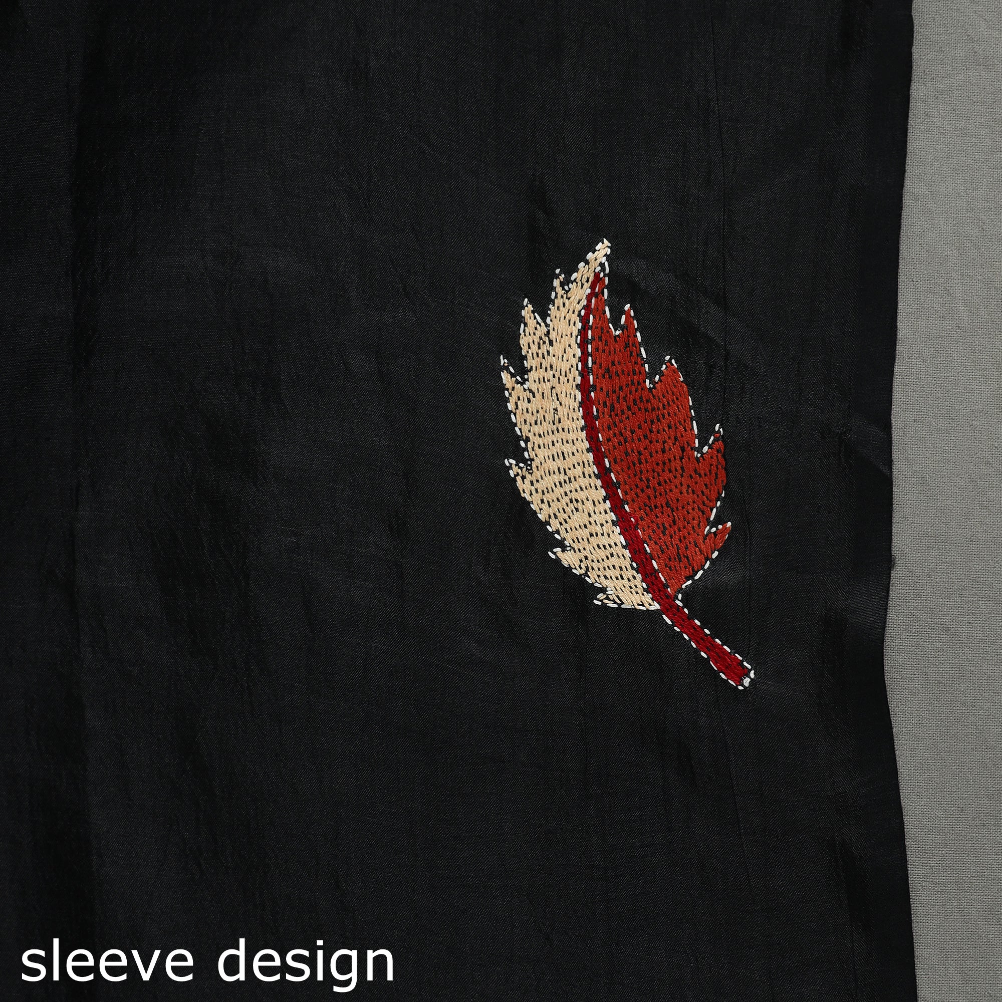 KHUSHBASH - HAPPY LOOM OF EAST Black - Bengal Kantha Embroidery Handloom Banarasi Silk Saree - view 7