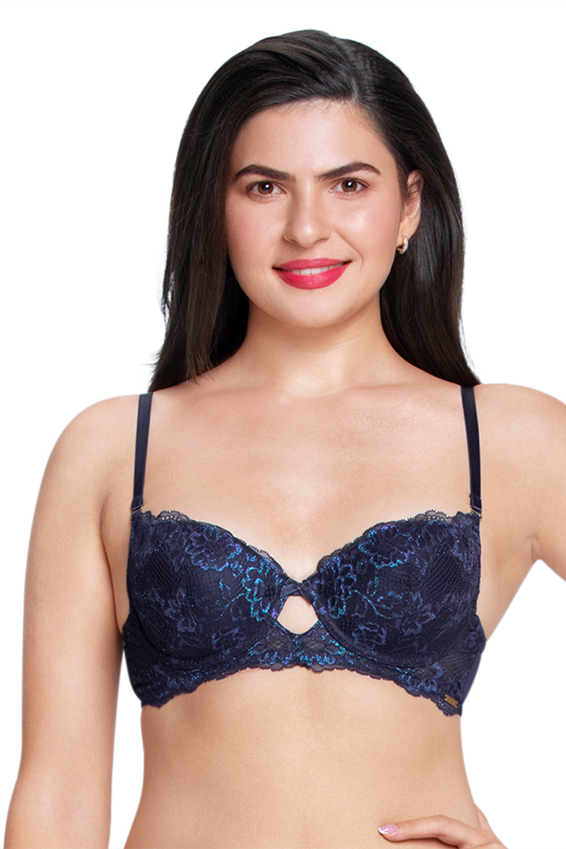 Amante Twilight Dream Padded wired Lace Bra - Evening Blue
