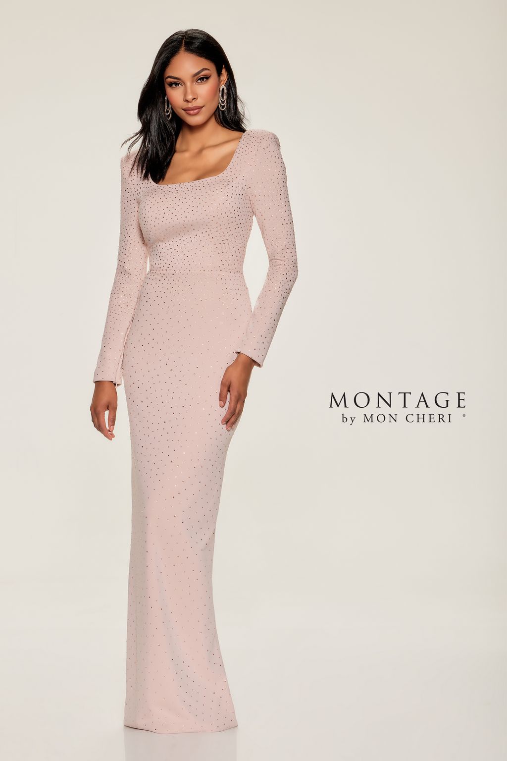 Montage M851 Long Evening Chic Formal Dress – Blush