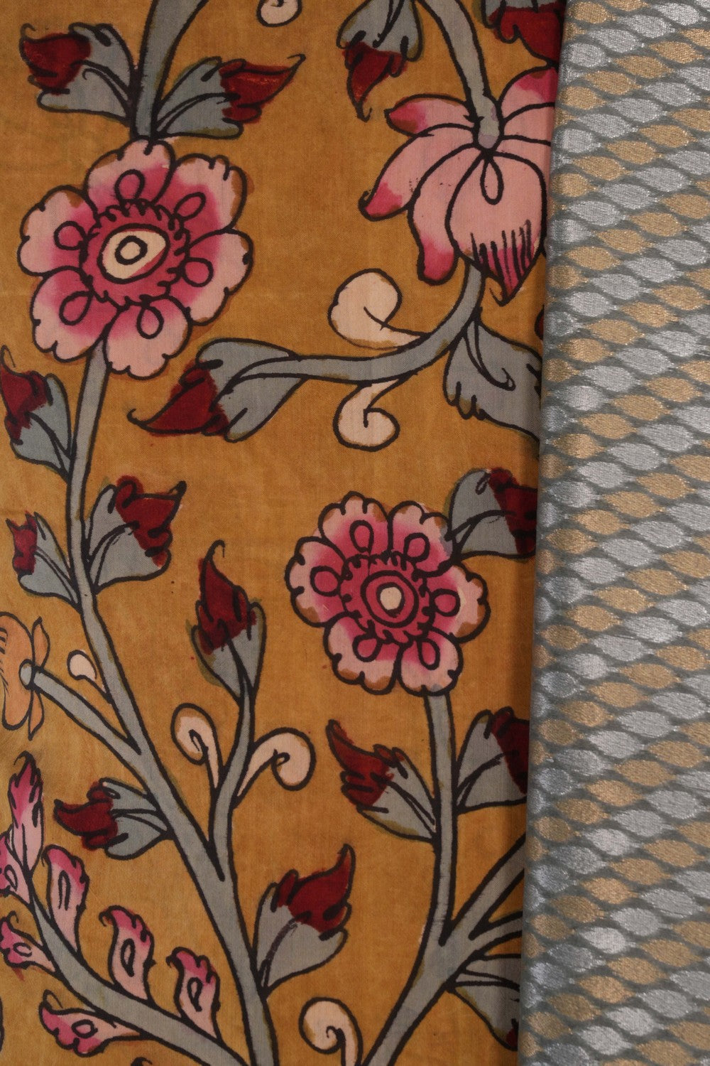 Kalanjali Kalamkari Unstitched Suit With Dupatta (2 Pcs Set) - view 2