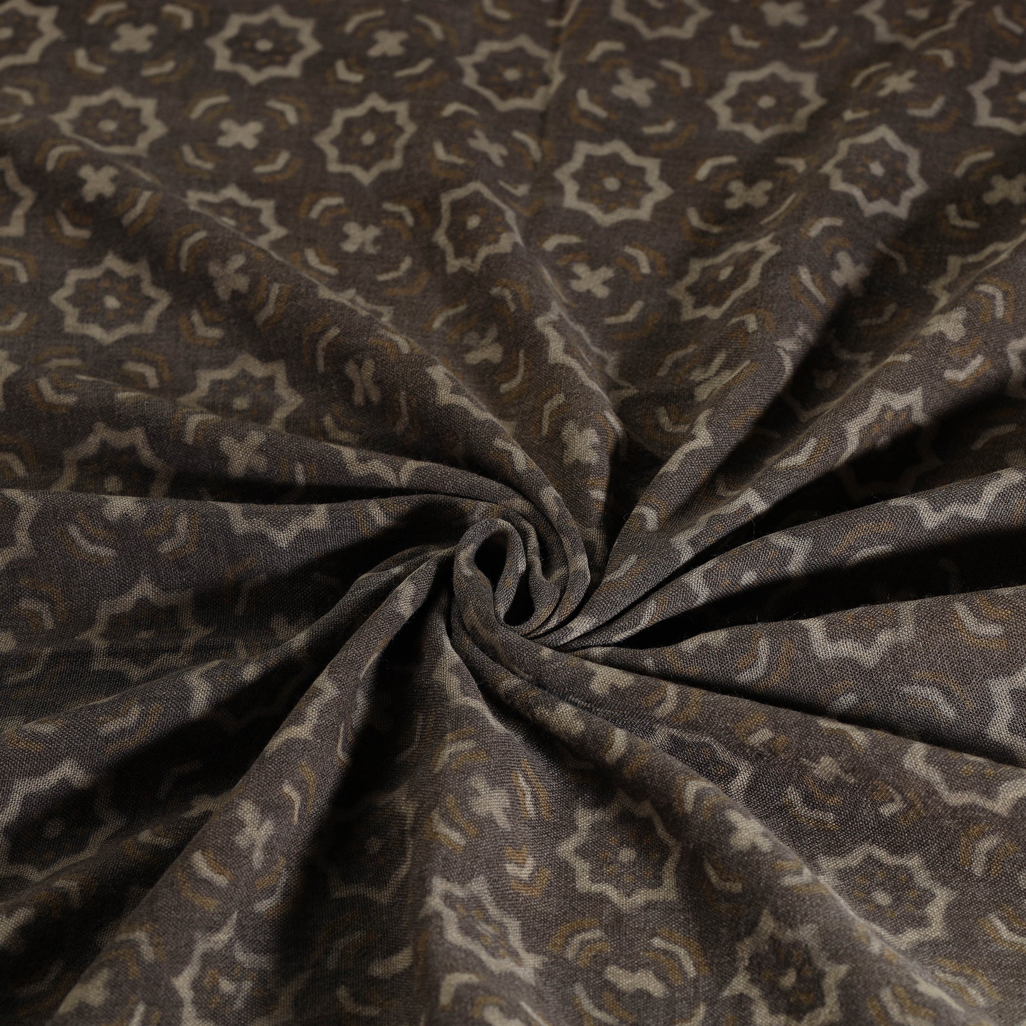 HAVELI CHRONICLES Brown - Pure Wool Handloom Akola Print Fabric 12 - view 4