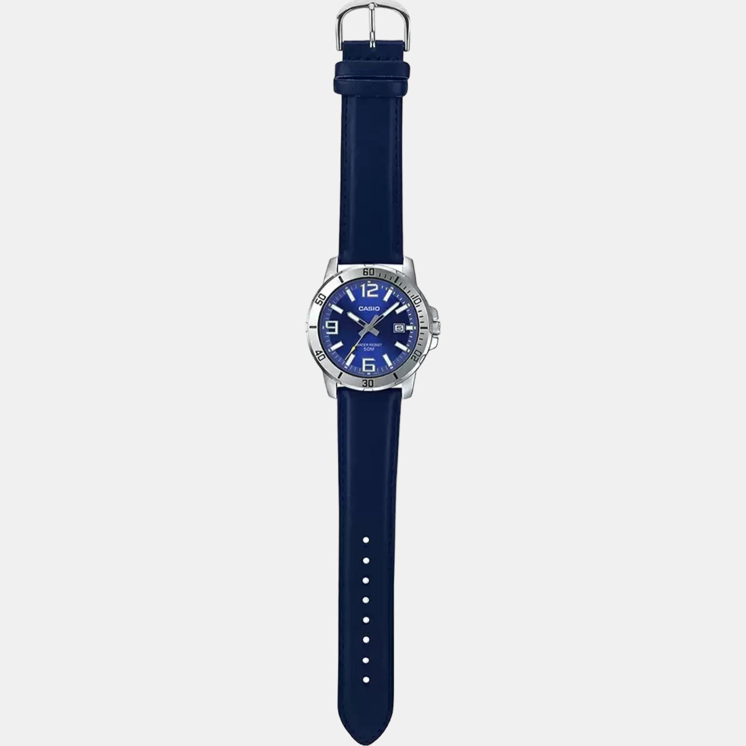 Casio Enticer Men Quartz Blue Dial Analog Leather Watch A1737 - view 6