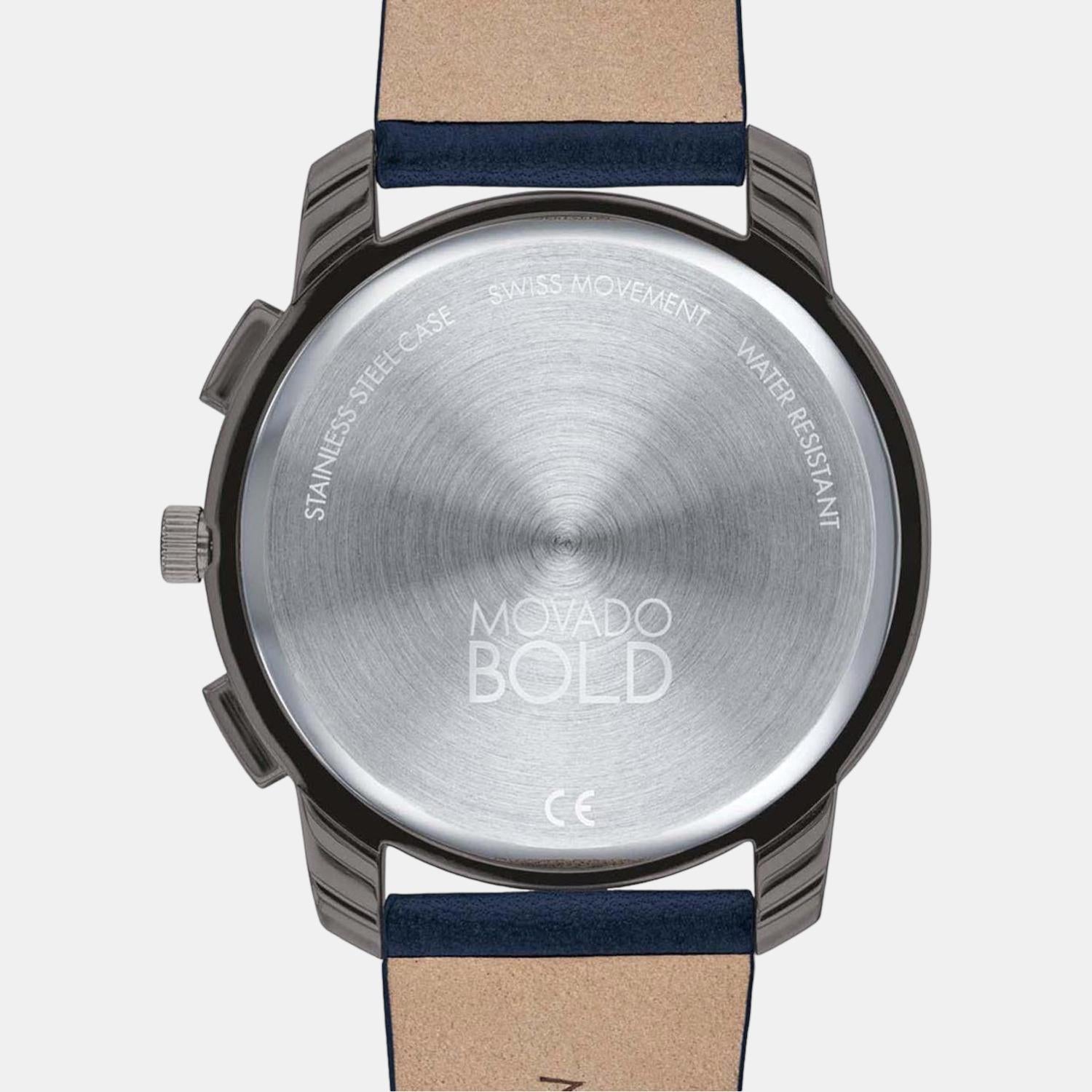 Movado Bold Men Quartz Grey Dial Chronograph Leather Watch 3600720 - view 3