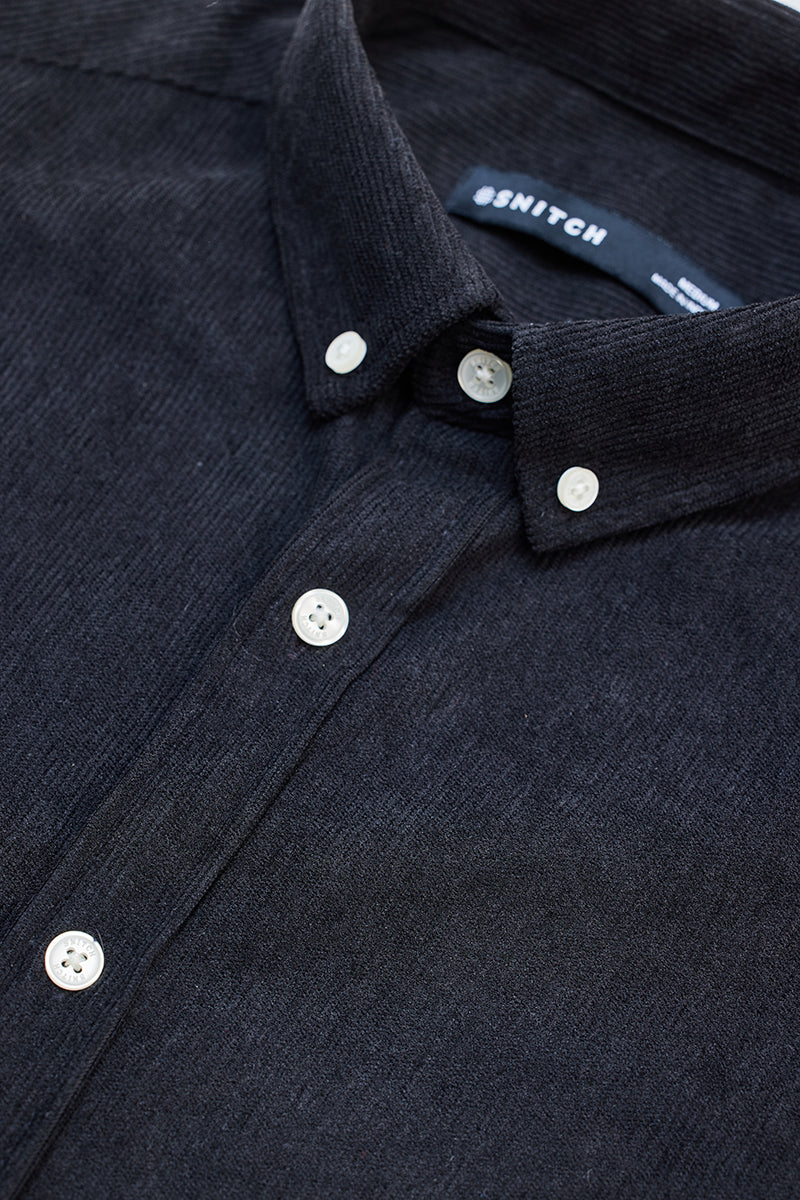 SNITCH Black Slim Fit Corduroy Shirt - view 2