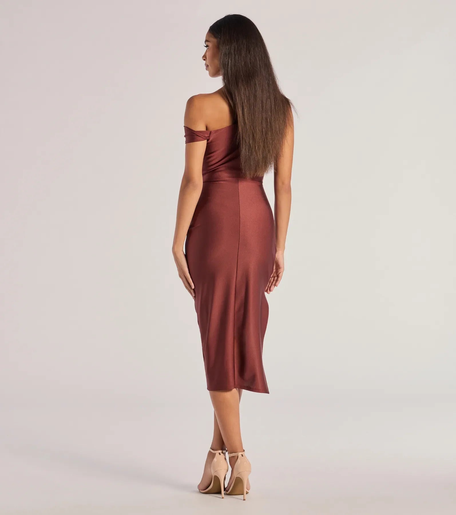 Windsor Iconic Silhouette Off-Shoulder High Slit Midi Dress - view 2