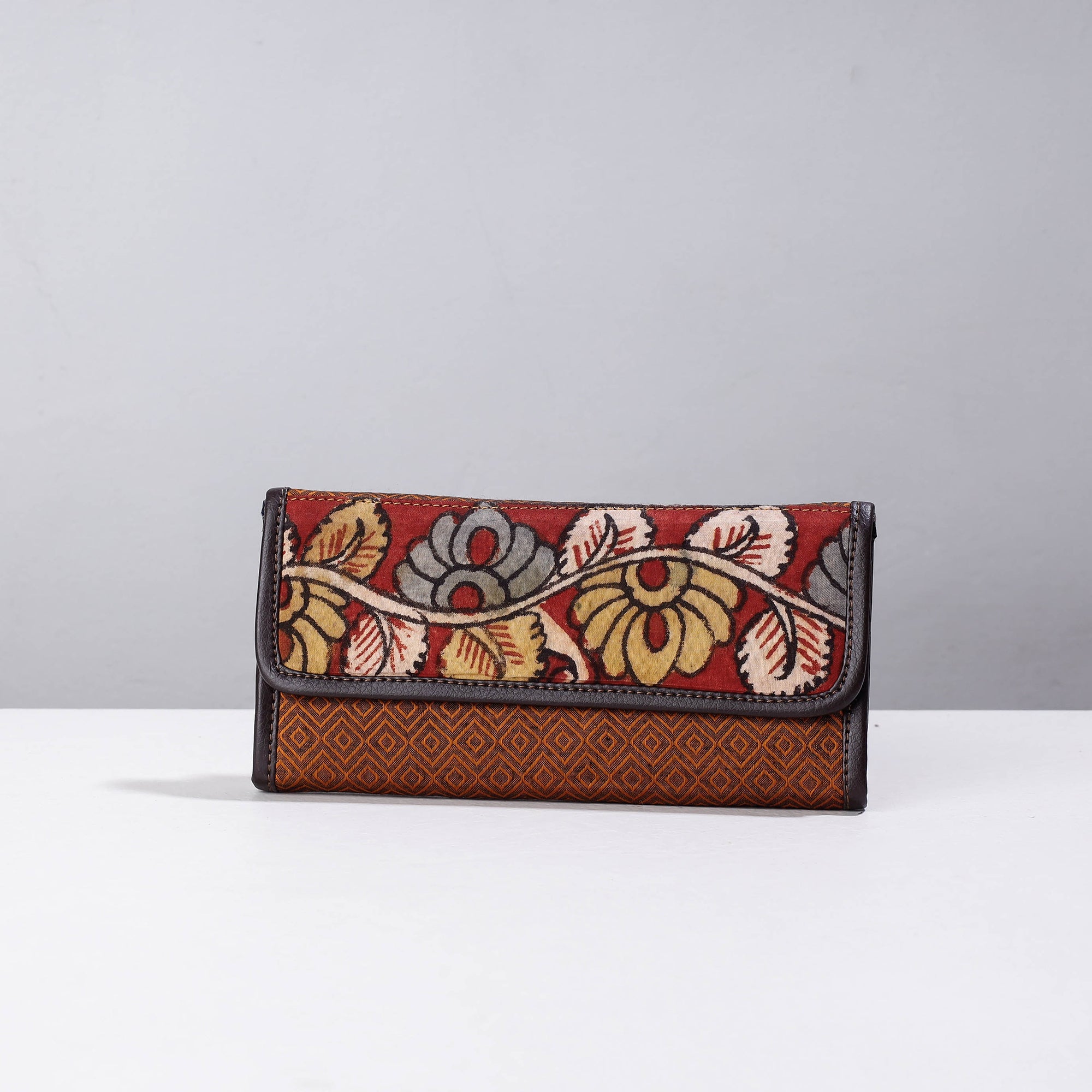 DWARAKA PLUS Brown - Handpainted Kalamkari Natural Dyed Cotton Clutch