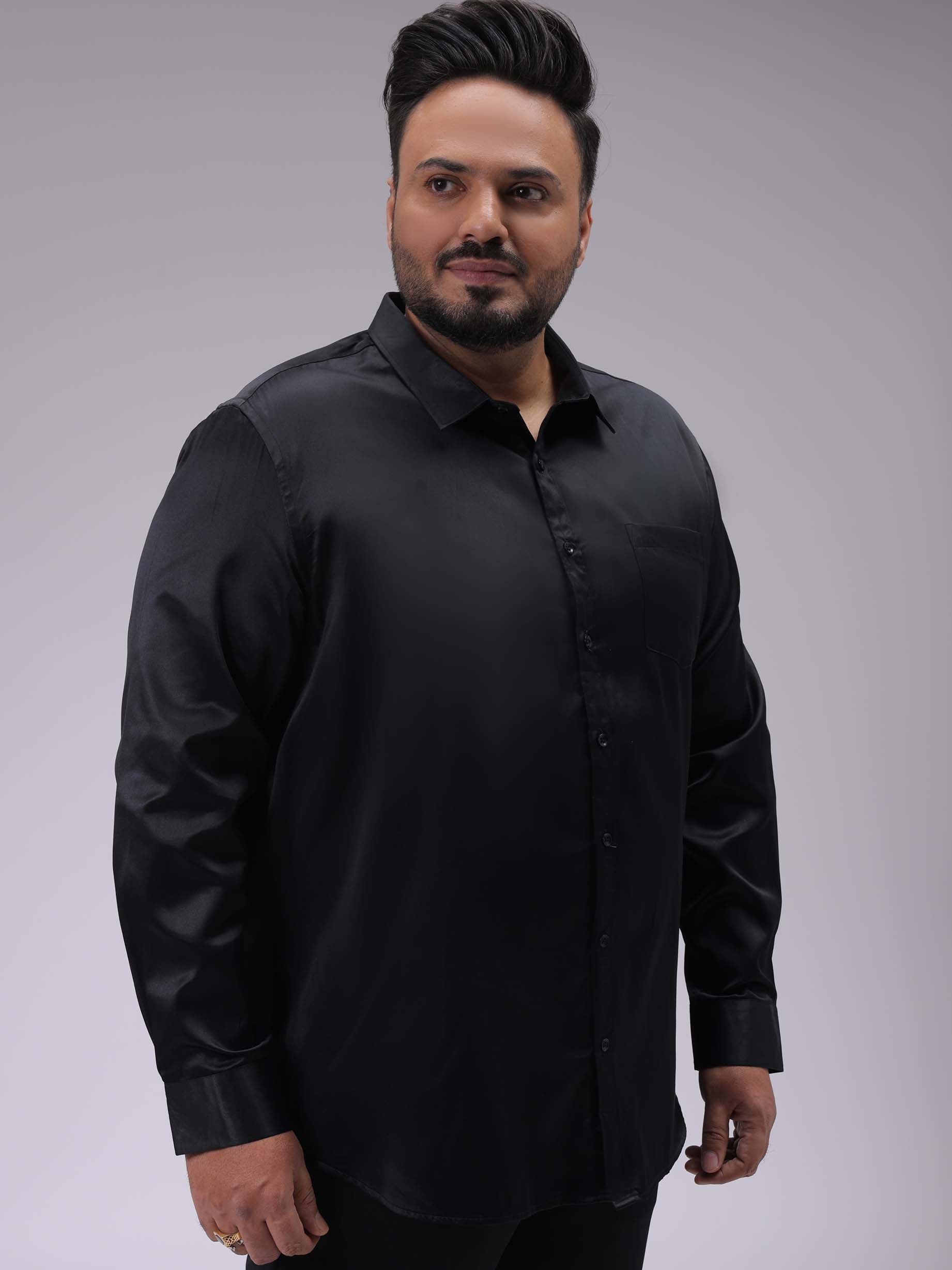 HARDSODA Men's Plus Size Black Regular Fit Solid Formal Shirt - view 4