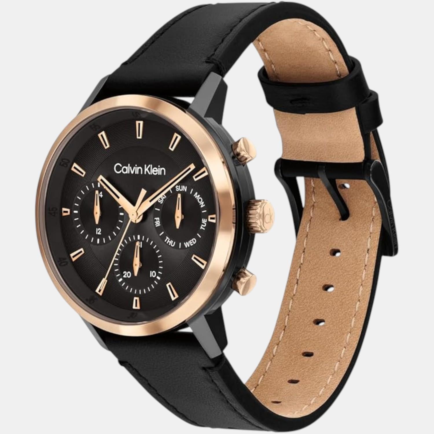 Calvin Klein Gauge Men Quartz Black Dial Multi-Function Leather Watch 25200499 - view 2