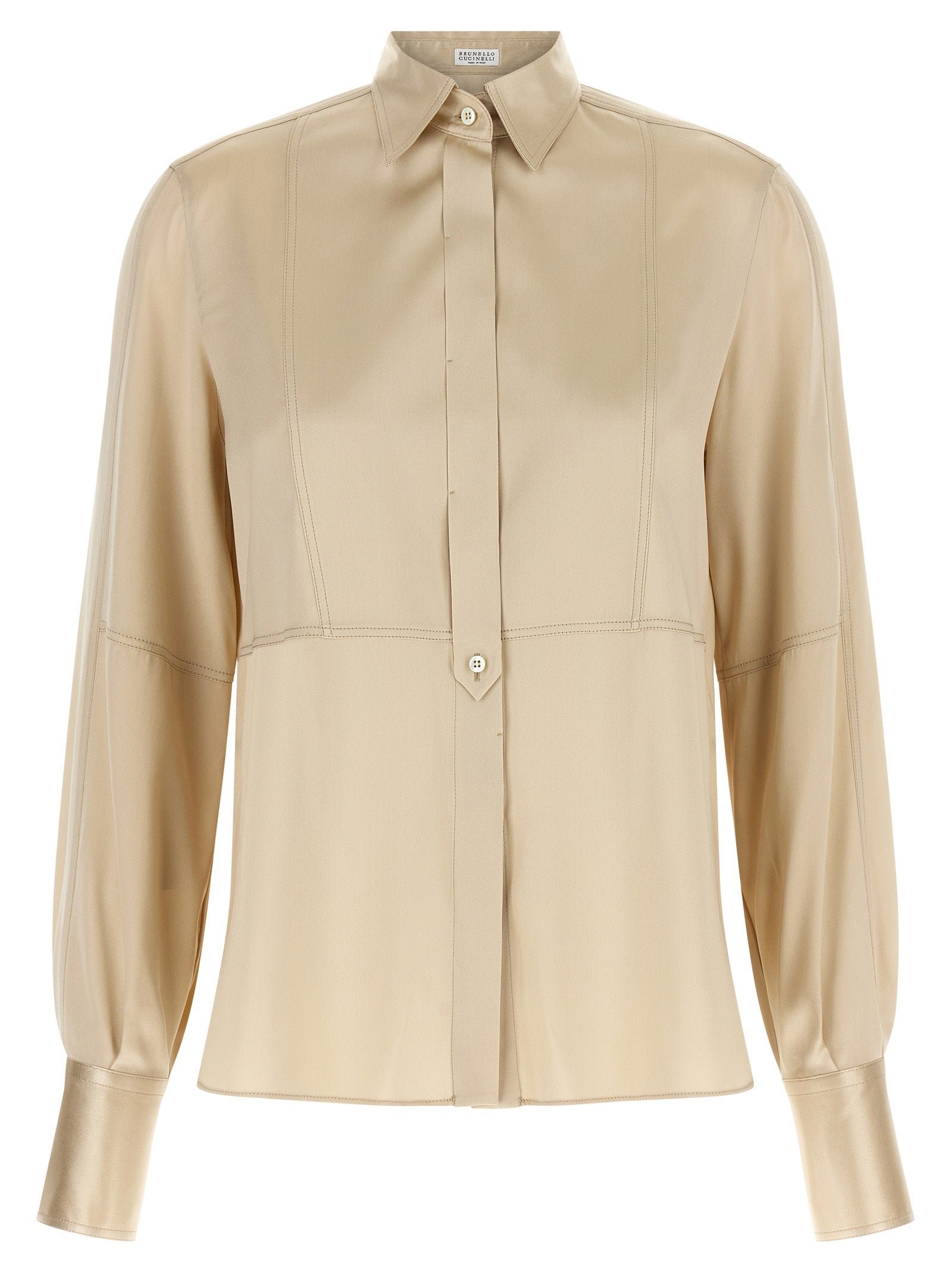 Brunello Cucinelli Satin Silk Shirt – 96% silk, 4% elastane