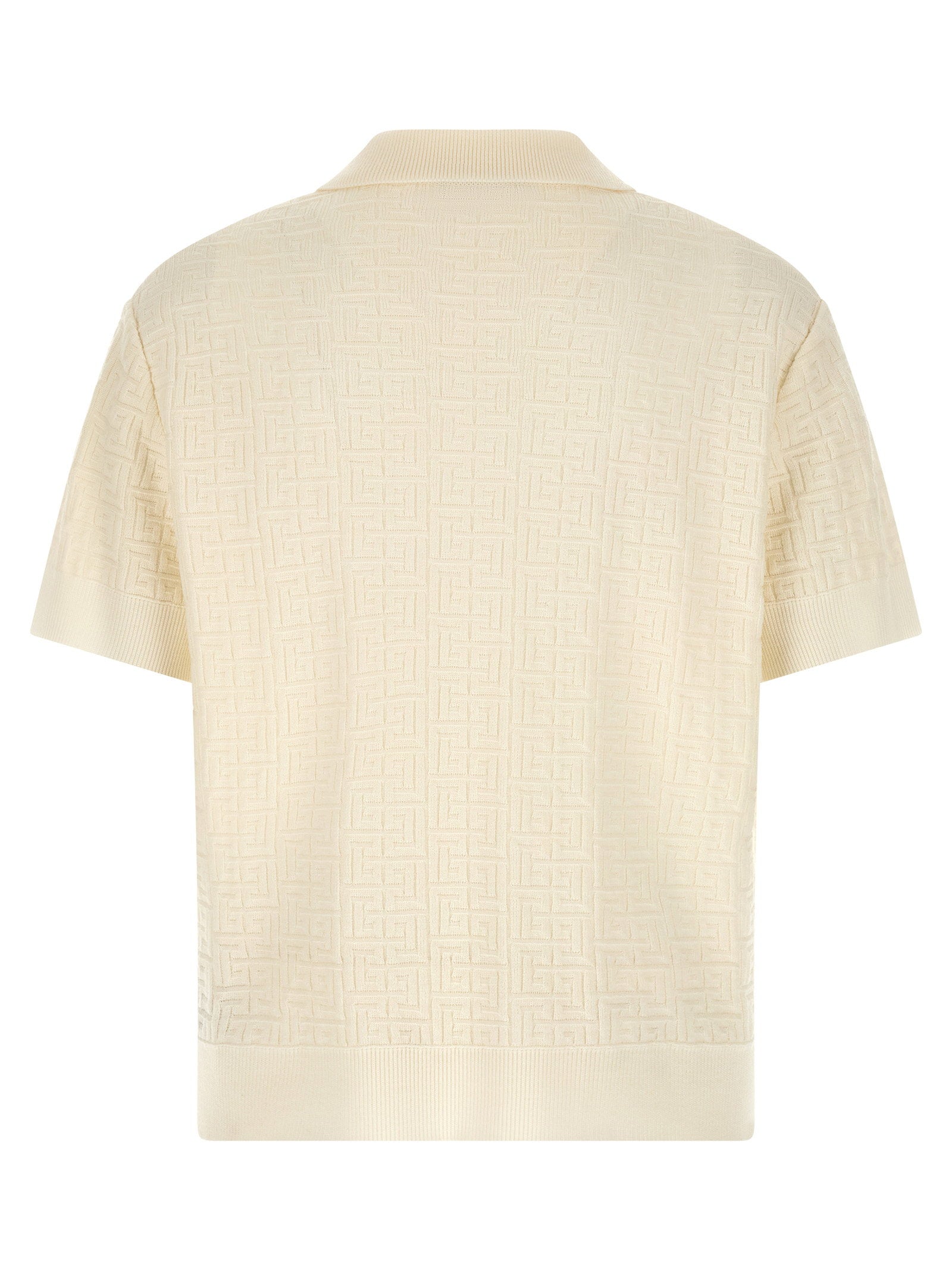 Balmain Monogram Jacquard Polo Shirt – 66% wo, 30% li, 4% pa - view 2