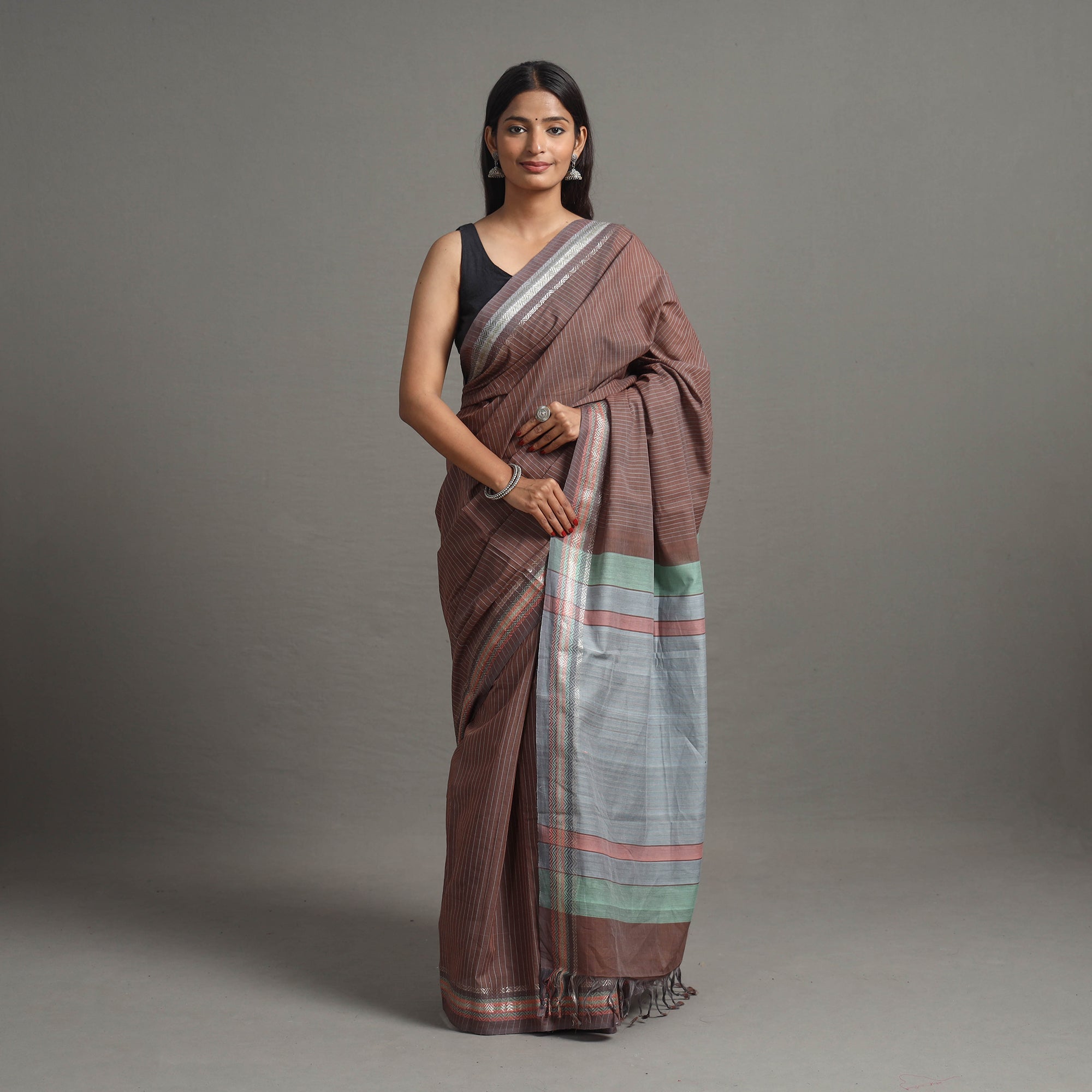 CHITRIKA Stripes Dobby Cotton Handloom Saree 104