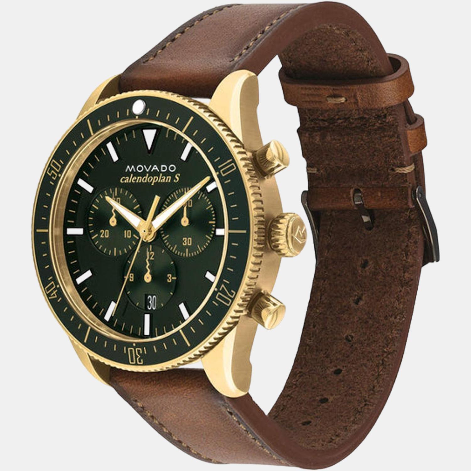 Movado Calendoplan S Heritage Series Men Quartz Blue Dial Chronograph Leather Watch 3650062 - view 2