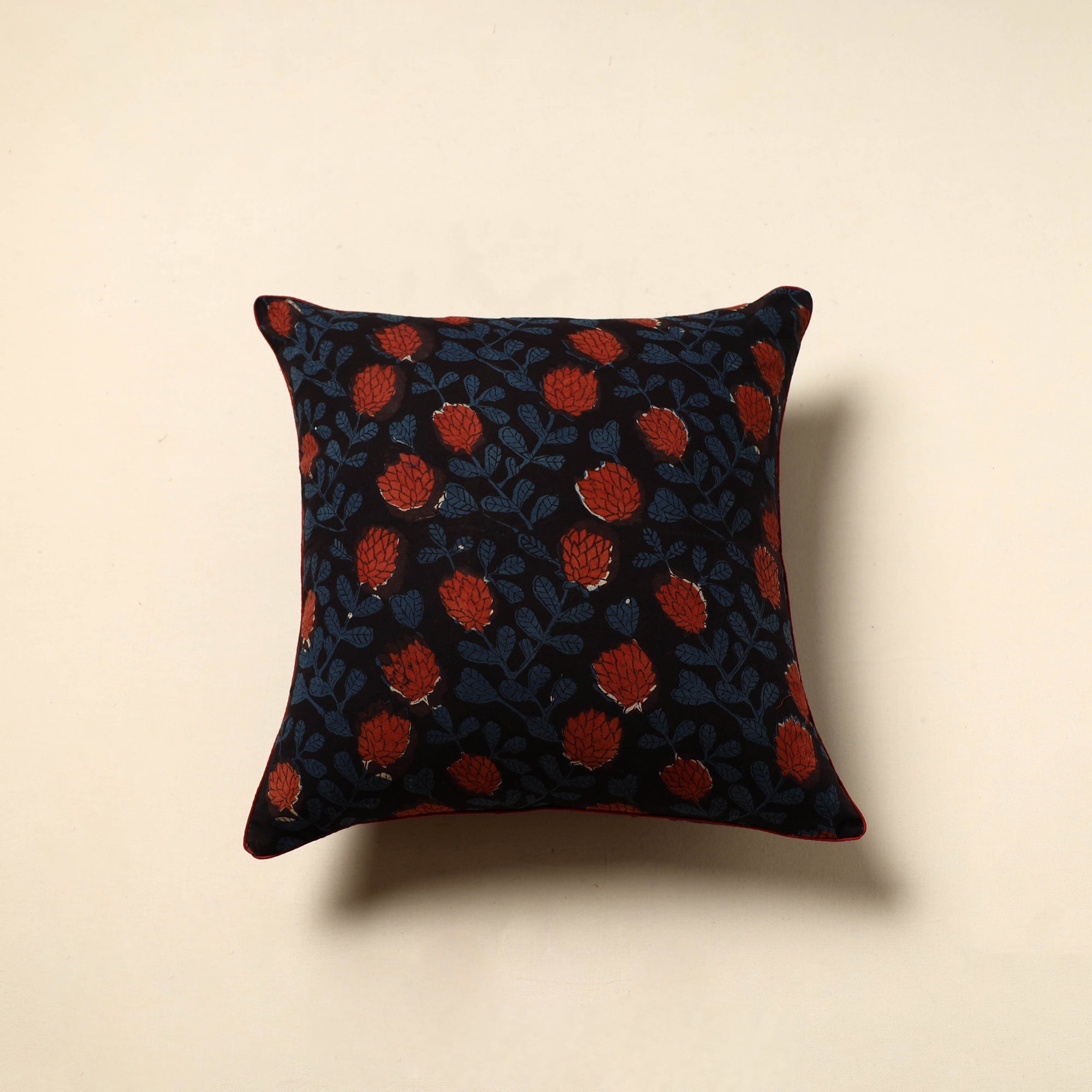 NOORI BAZAR Blue - Cotton Block Printed Bagru Cushion Cover (16 x 16 in) 10