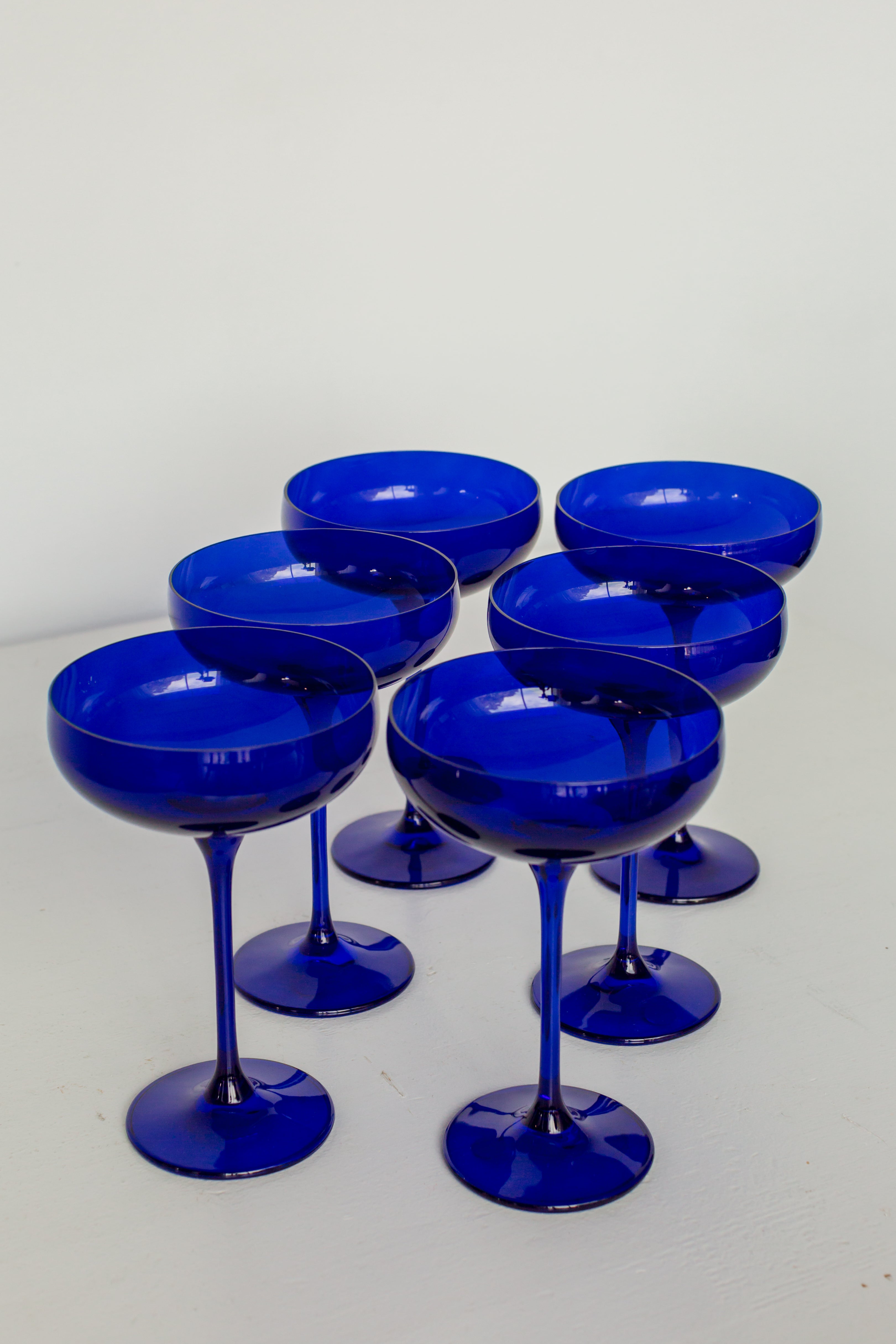 Estelle Colored Glass Estelle Colored Champagne Coupe Stemware - Set of 6 {Royal Blue}