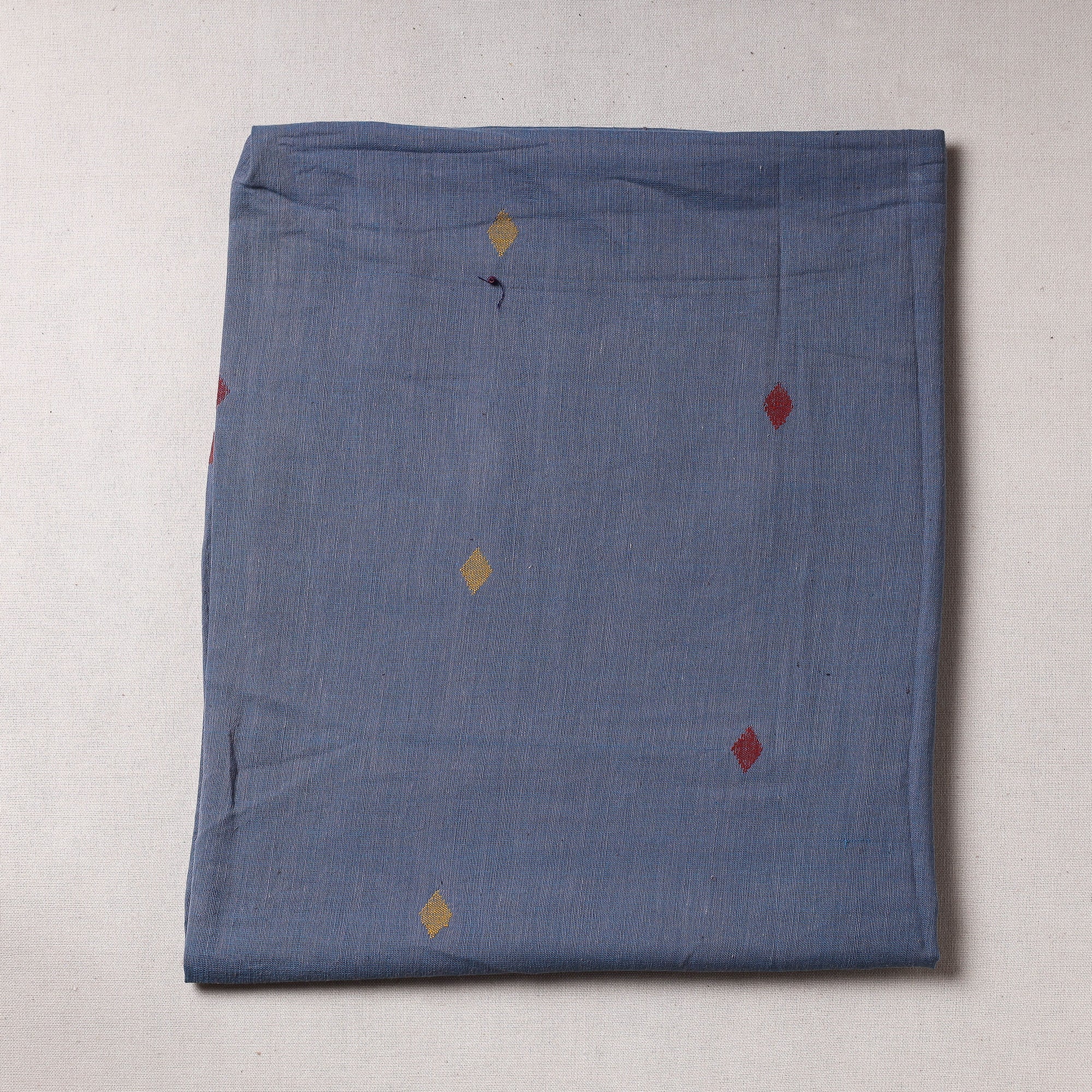 ITOKRI CRAFTS INITIATIVE Blue - Godavari Jamdani Pure Handloom Cotton Precut Fabric (1 meter)