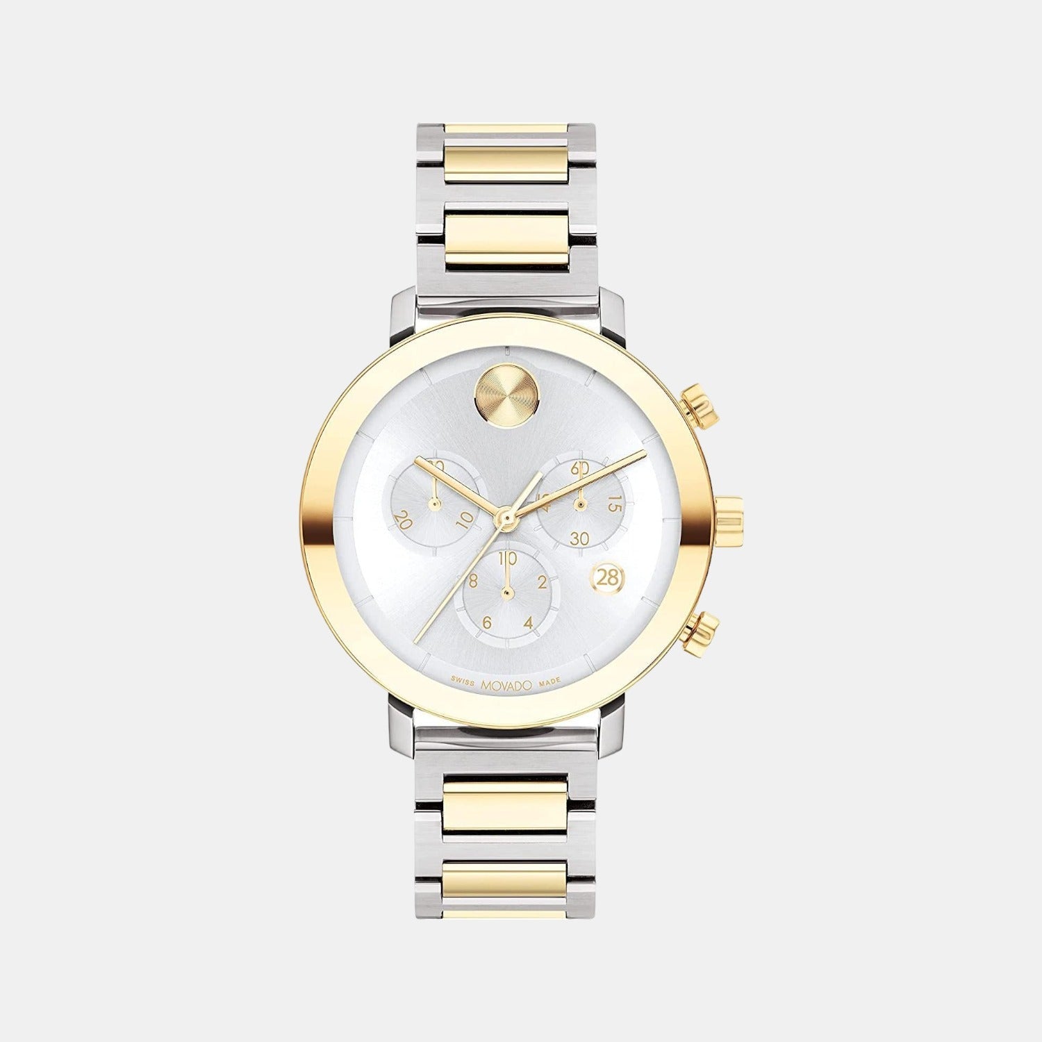 Movado Bold Evolution Women Quartz Silver Dial Chronograph Stainless Steel Watch 3600885
