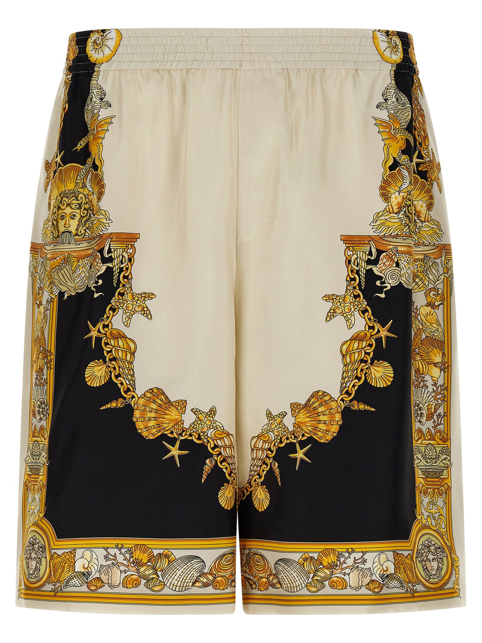 Versace Coral Theatre Print Bermuda Shorts – 100% silk