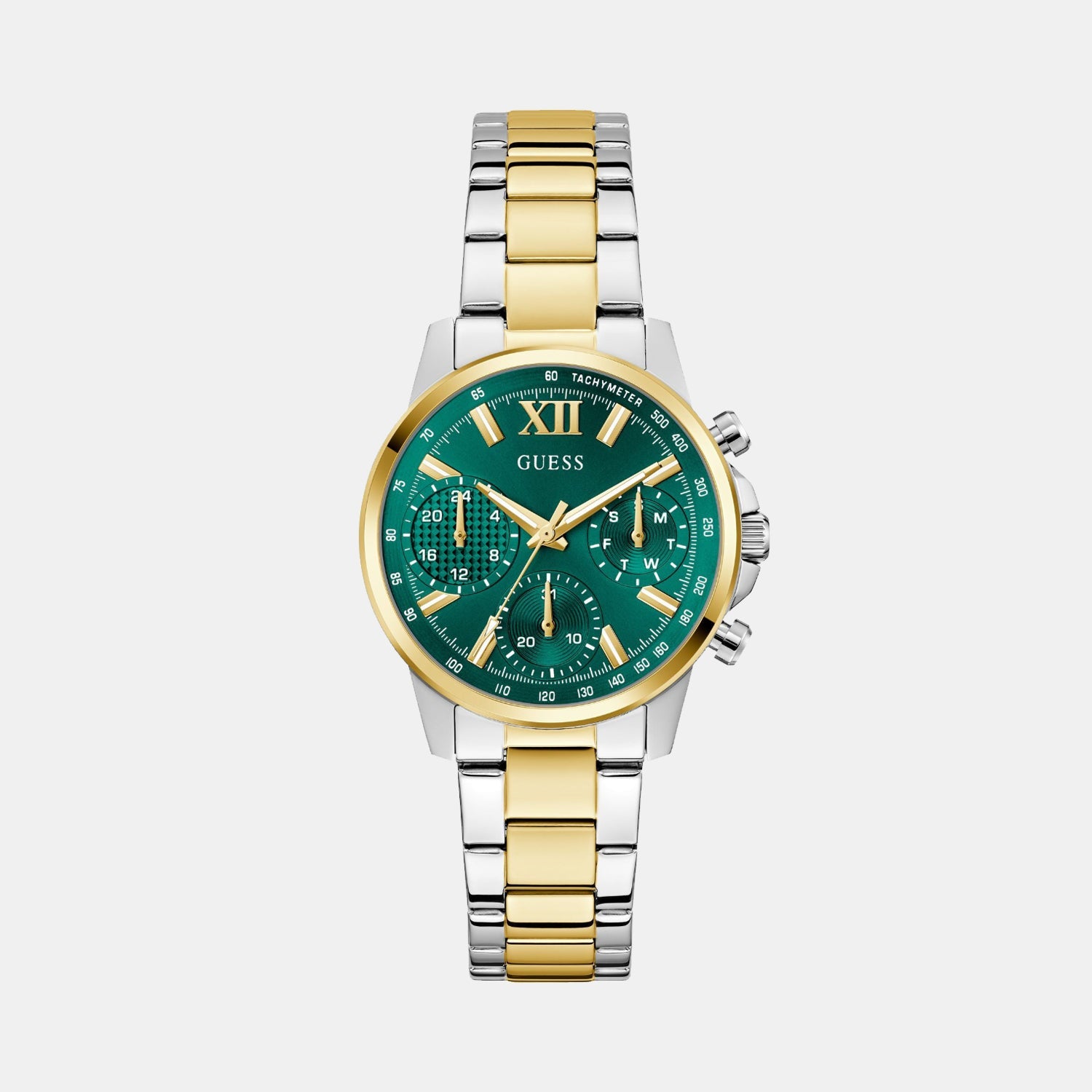 Guess Bailey Women Quartz Green Dial Multi-Function Stainless Steel Watch GW0933L7