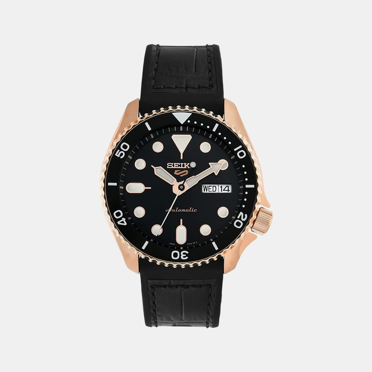 Seiko 5 Sports Men Automatic Black Dial Analog Leather Watch SRPD76K1