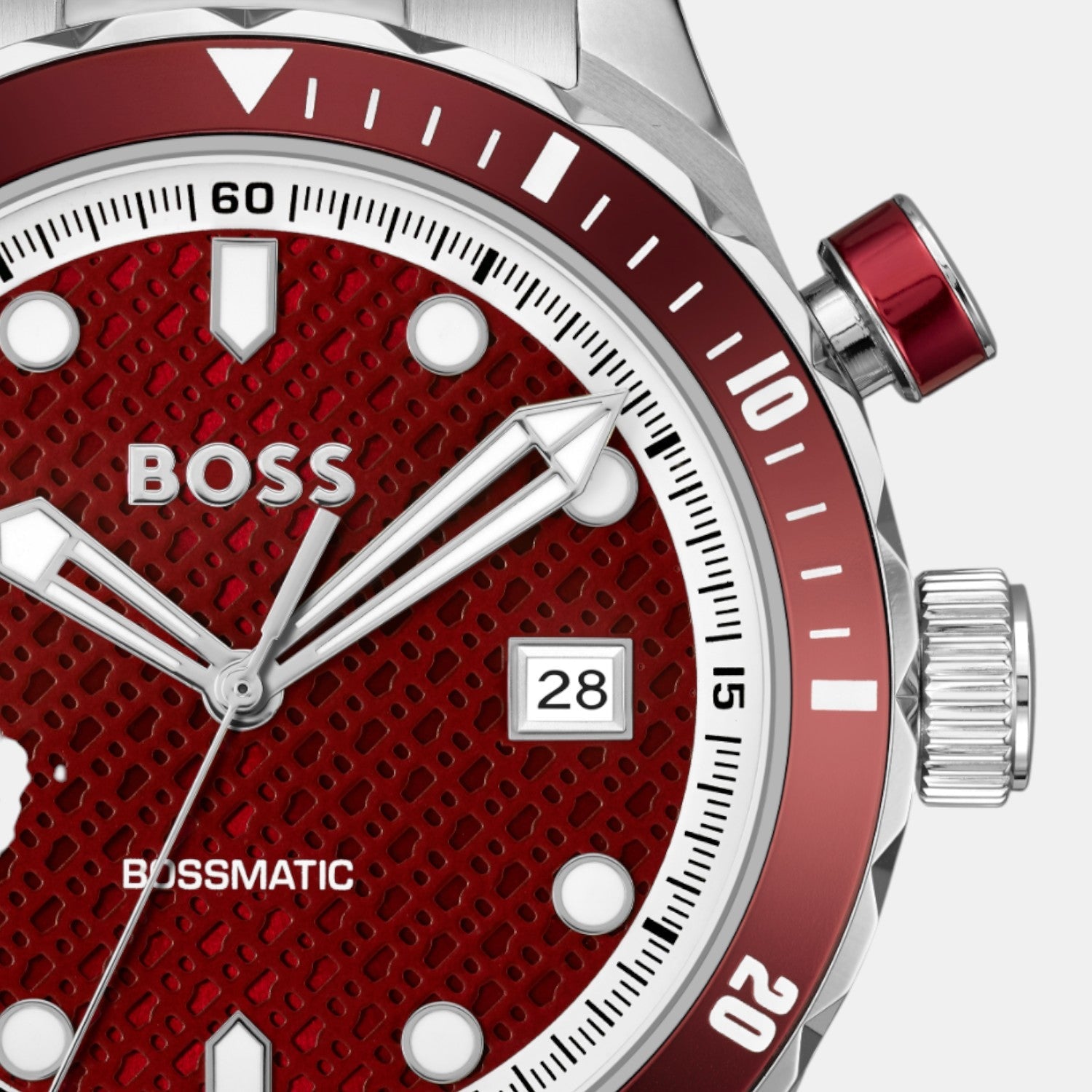 Bossmatic Men Automatic Red Dial Analog Stainless Steel Watch 1514179 - view 2