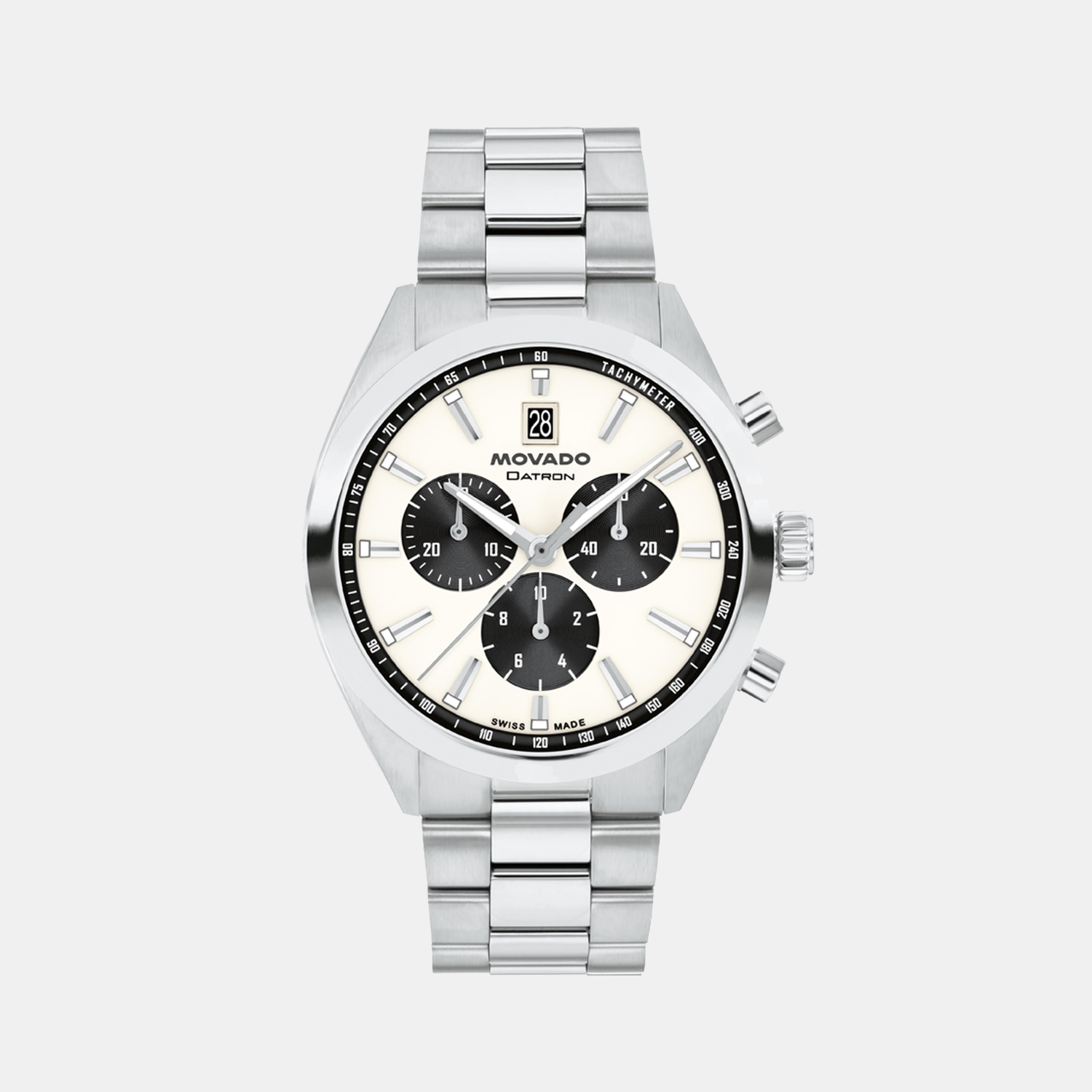 Movado Heritage Men Quartz Ivory Dial Chronograph Stainless Steel Watch 3650197
