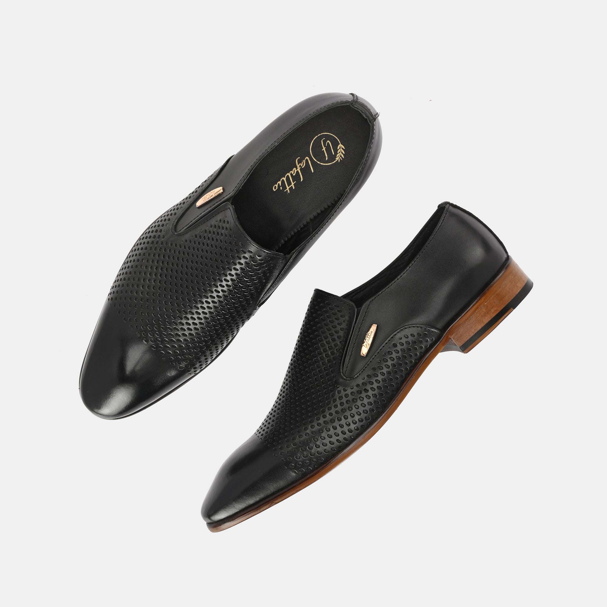 Black Perforated Moccasins by Lafattio - view 2