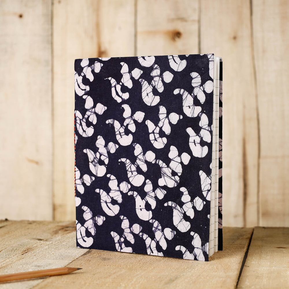 BINDAAS UNLIMITED Blue - Batik Fabric Cover Handmade Paper Notebook (9 x 7 in)