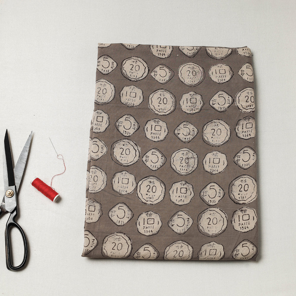 BINDAAS UNLIMITED Brown - Bindaas Block Art Printed Cotton Natural Dyed Precut Fabric
