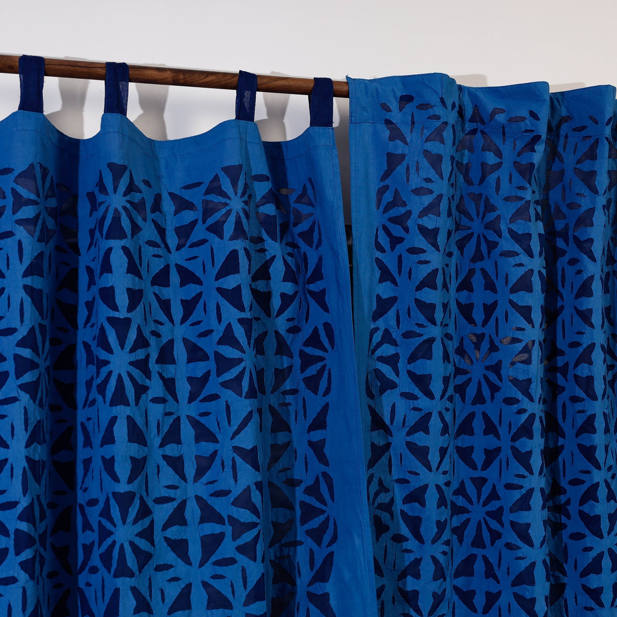 SHADES OF MARUDHARA Blue - Flower Cutwork Cotton Barmer Applique Door Curtain - view 2