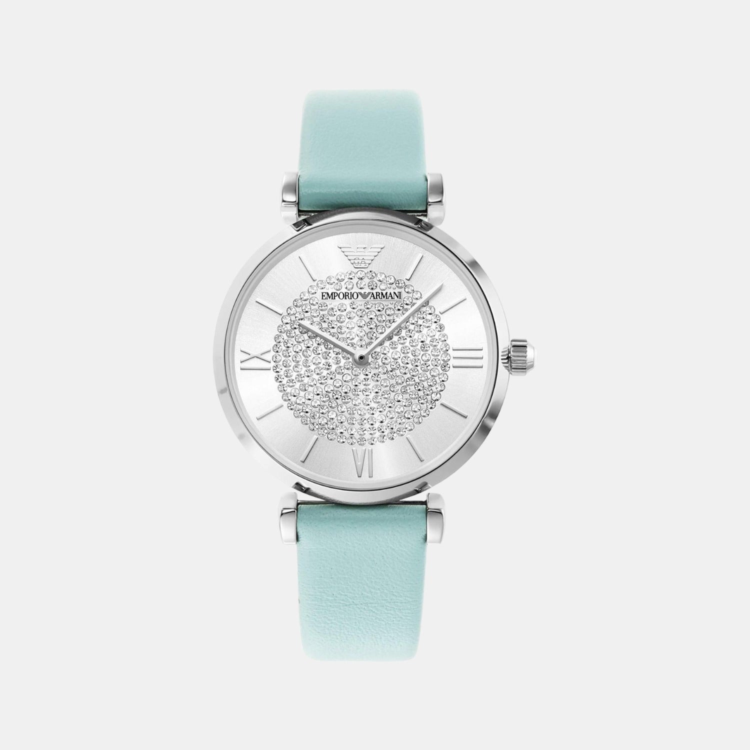 Emporio Armani Gianni T-Bar Women Quartz Silver Dial Analog Leather Watch AR11443