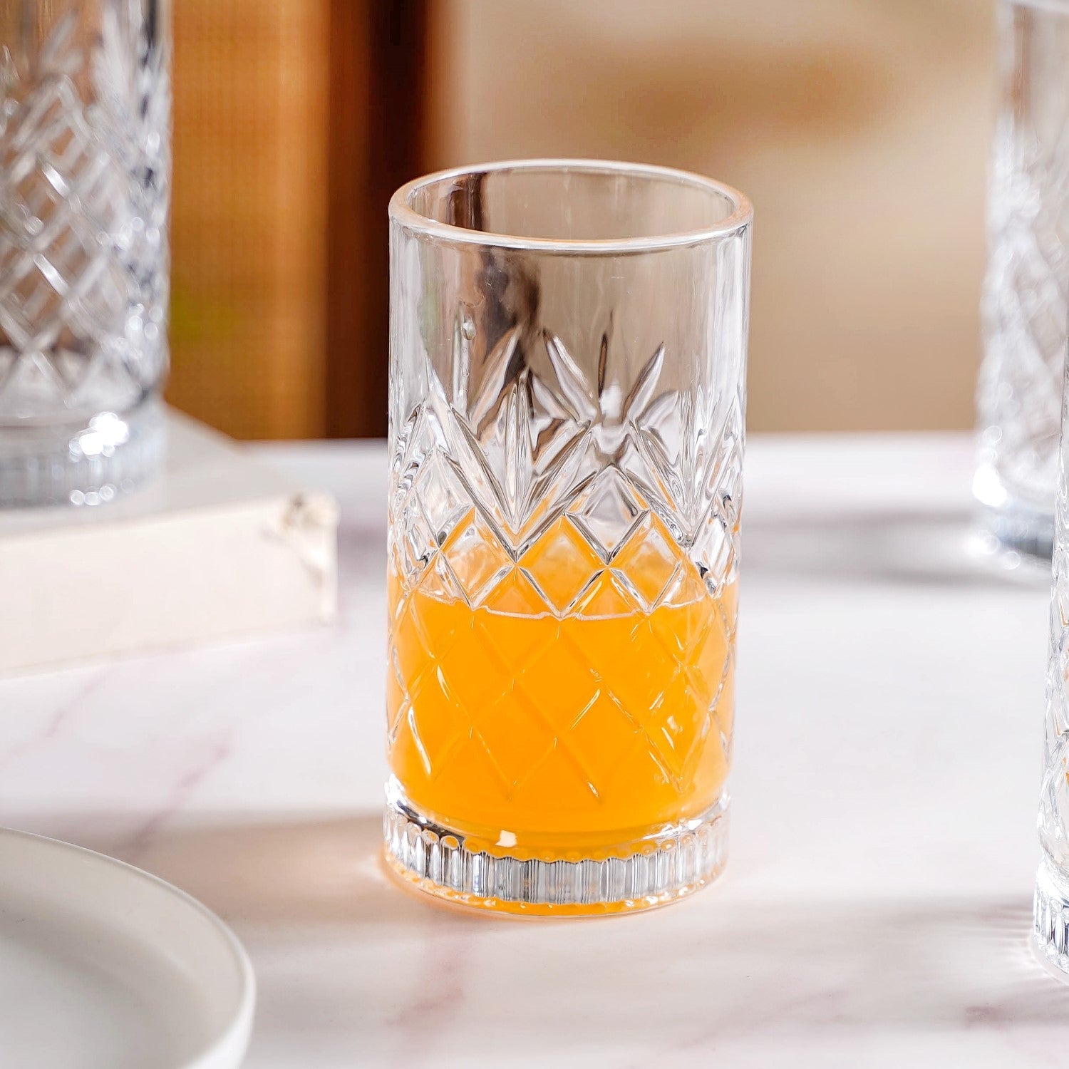 Nestasia Textured Glass Tall Tumblers Set Of 6 490ml - view 4