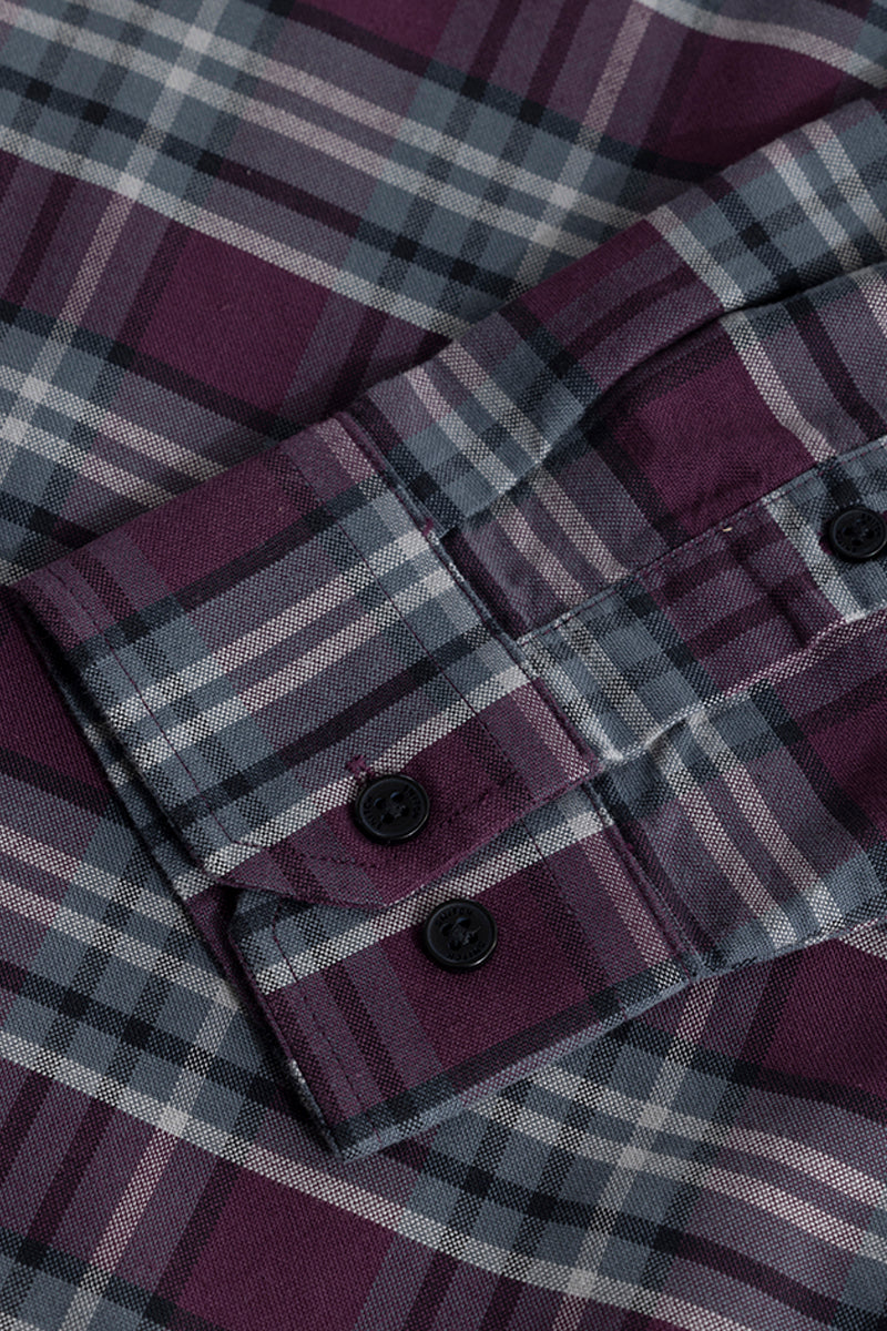 SNITCH Tartan Twist Purple Checks Shirt - view 8