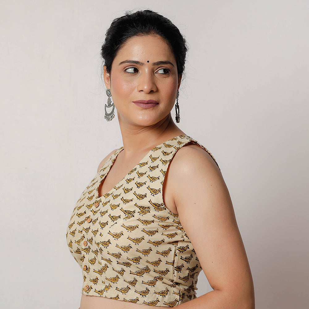 ITOKRI CASUALS Beige - Bagru Dabu Block Printed Cotton Stitched Blouse - view 2